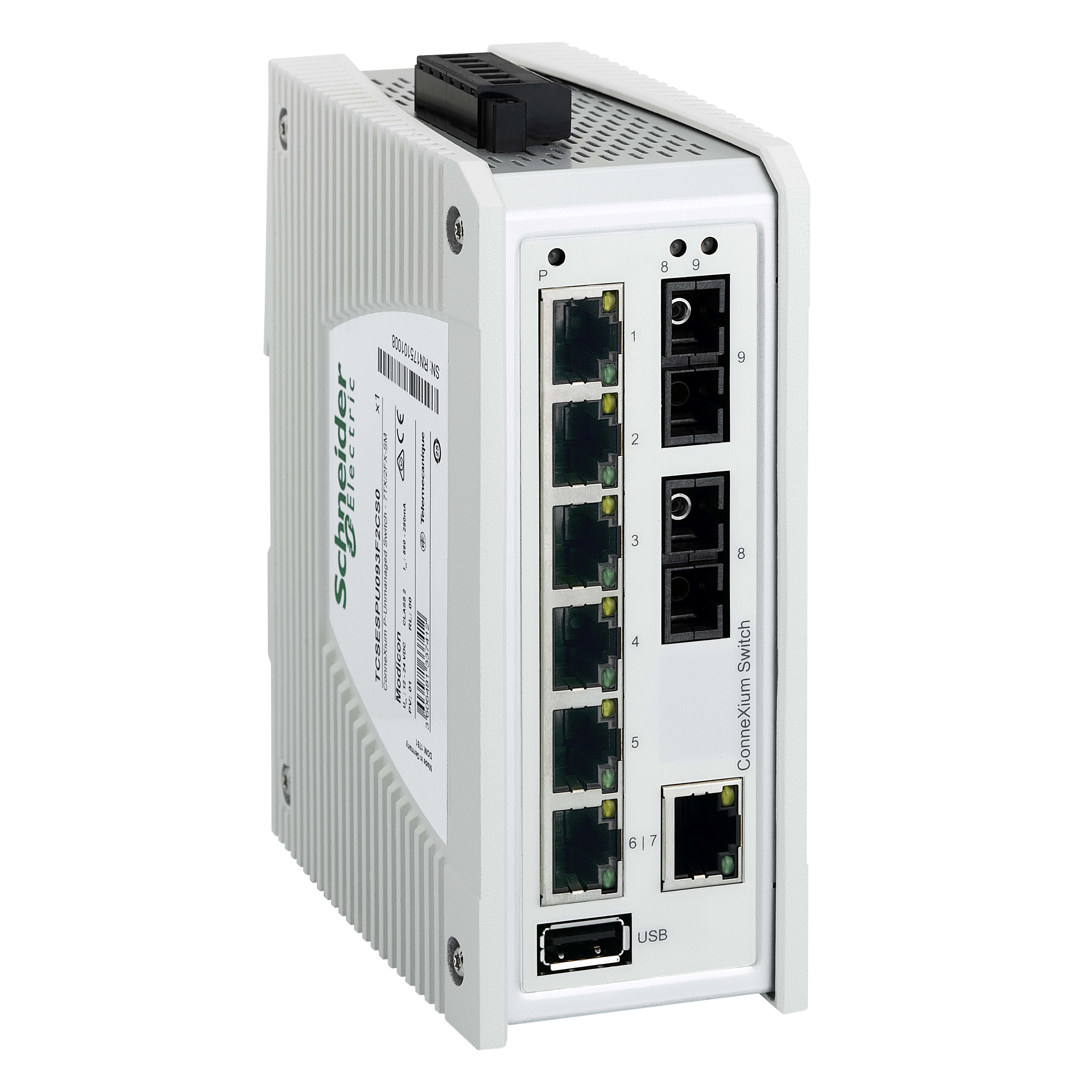 SCHNEIDER ELECTRIC - ConneXium Premium non gestito - 7 porte per rame + 2 per modalità singola in fibra ottica TCSESPU093F2CS0