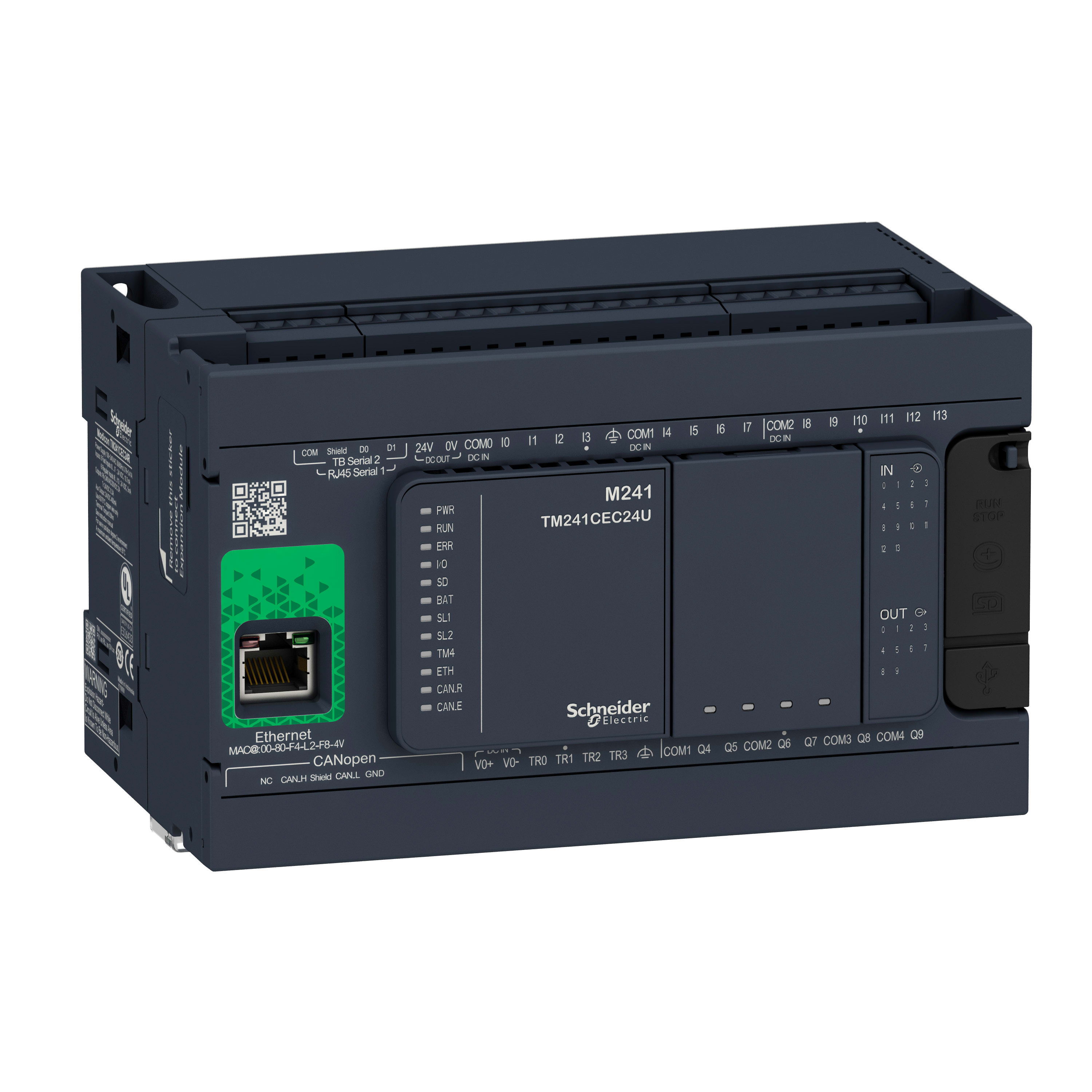 SCHNEIDER ELECTRIC - Controllore M241 24 I/O relè, Ethernet, CAN master TM241CEC24R