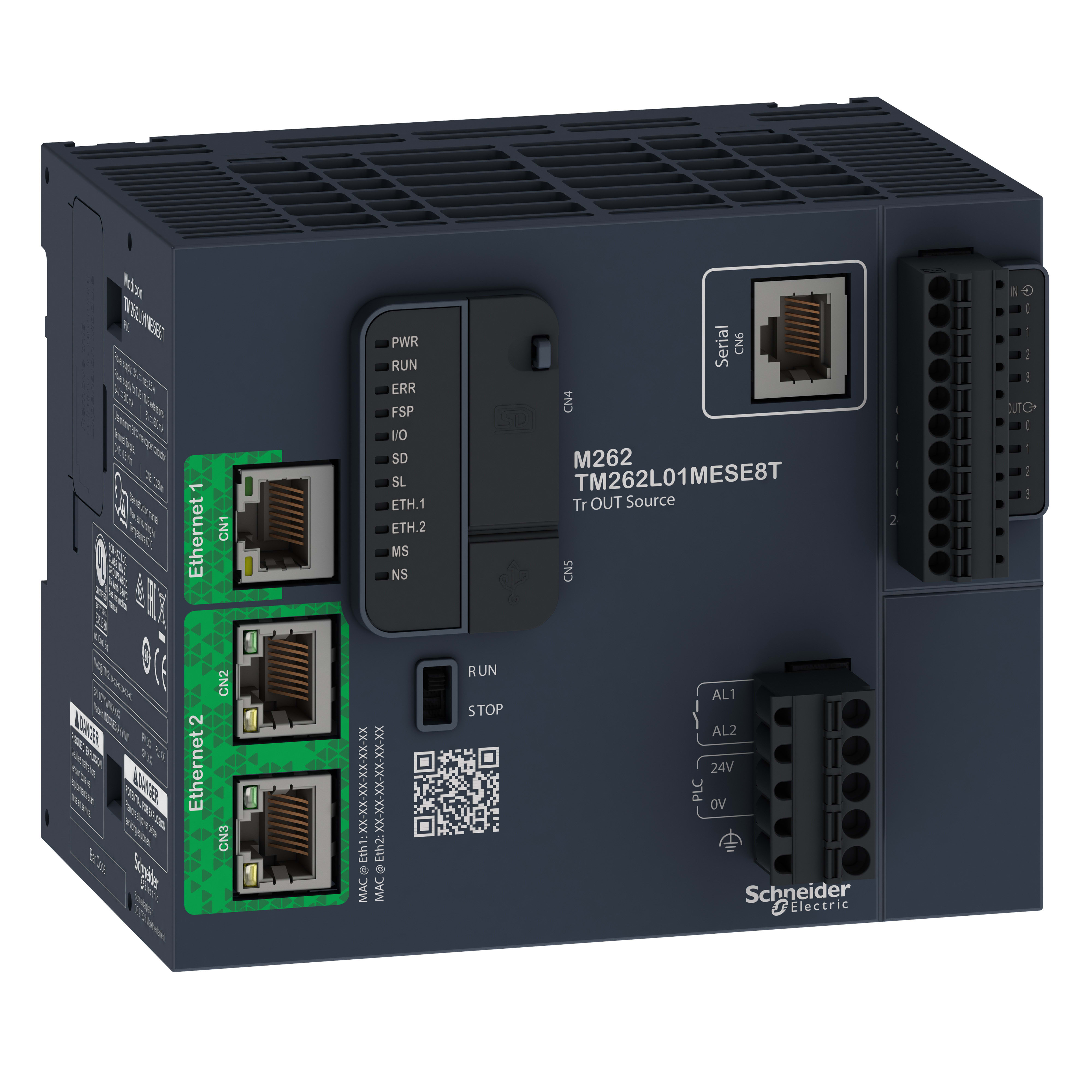 SCHNEIDER ELECTRIC - Logic controller, Modicon M262, 5ns per istruzione, Ethernet ottimizzato TM262L01MESE8T