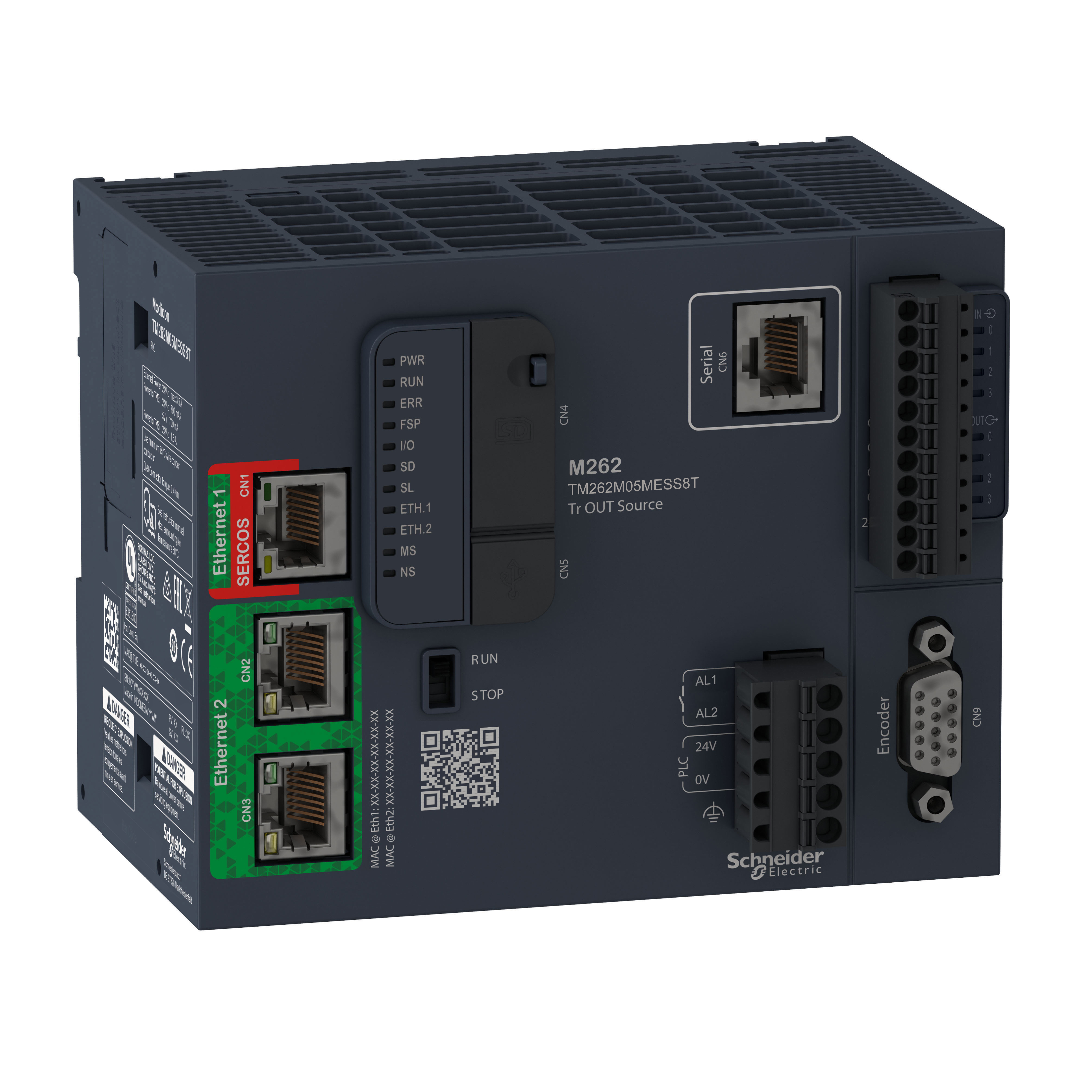 SCHNEIDER ELECTRIC - Motion Controller, Modicon M262, 5ns per istruzione, 4 assi, Ethernet ottimizzato, Sercos, da macchina a impianto TM262M05MESS8T