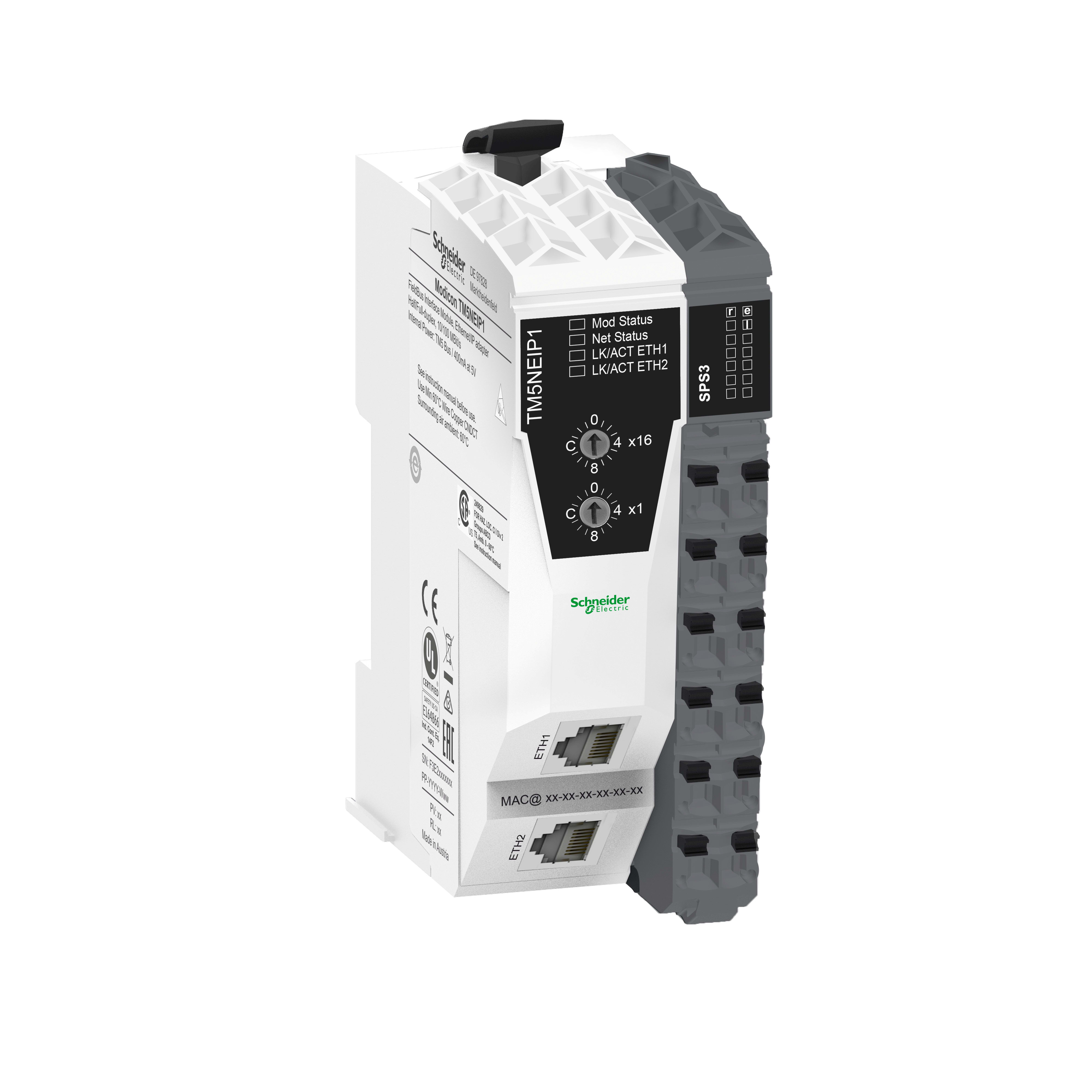 SCHNEIDER ELECTRIC - Blocco espansione bus coupler, Modicon TM5, kit IP20: TM5ACBN1 + TM5NEIP1 + TM5SPS3 + TM5ACTB12PS