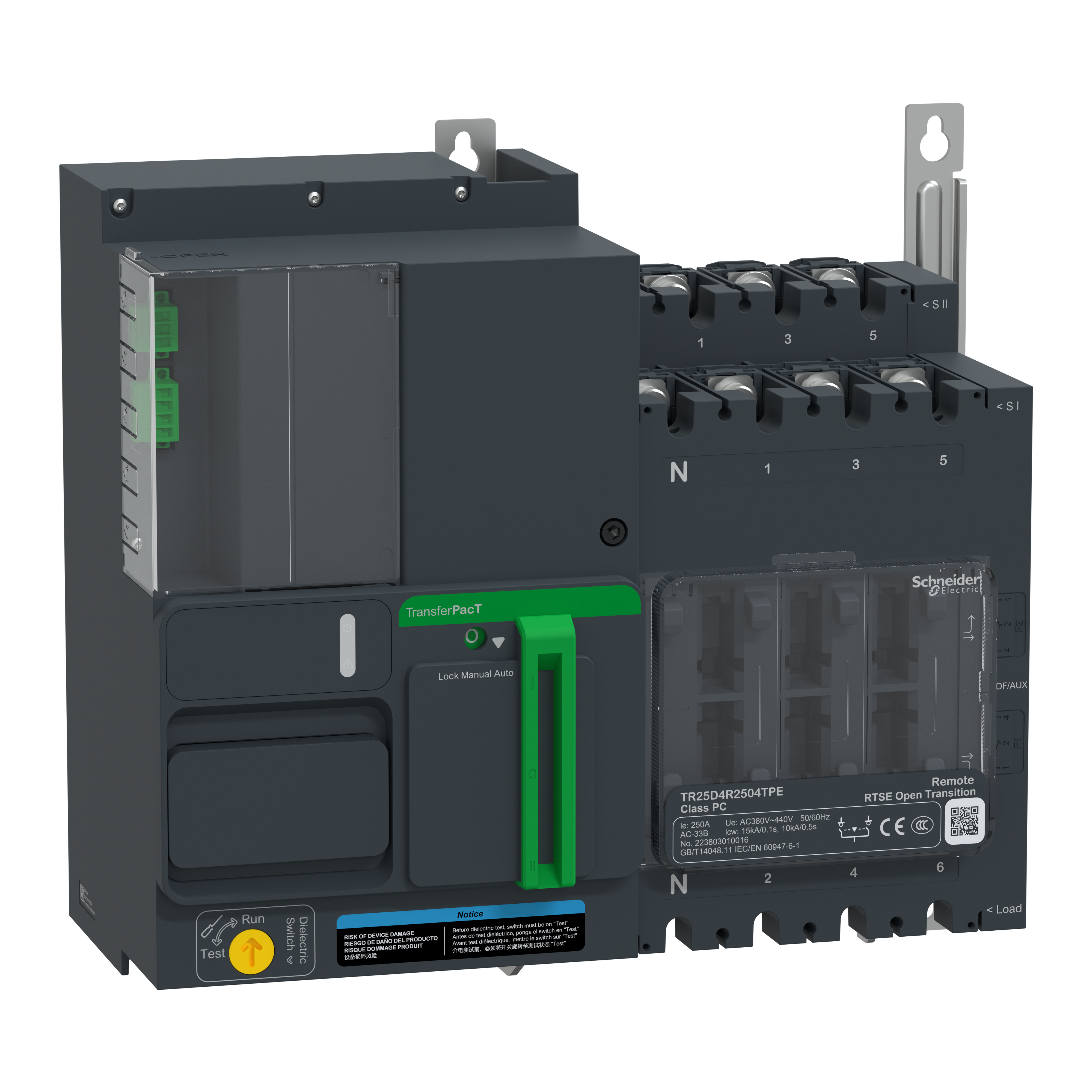 SCHNEIDER ELECTRIC - Commutatore di rete, TransferPacT, TransferPacT Remote, 4P, 250 A, 400 V