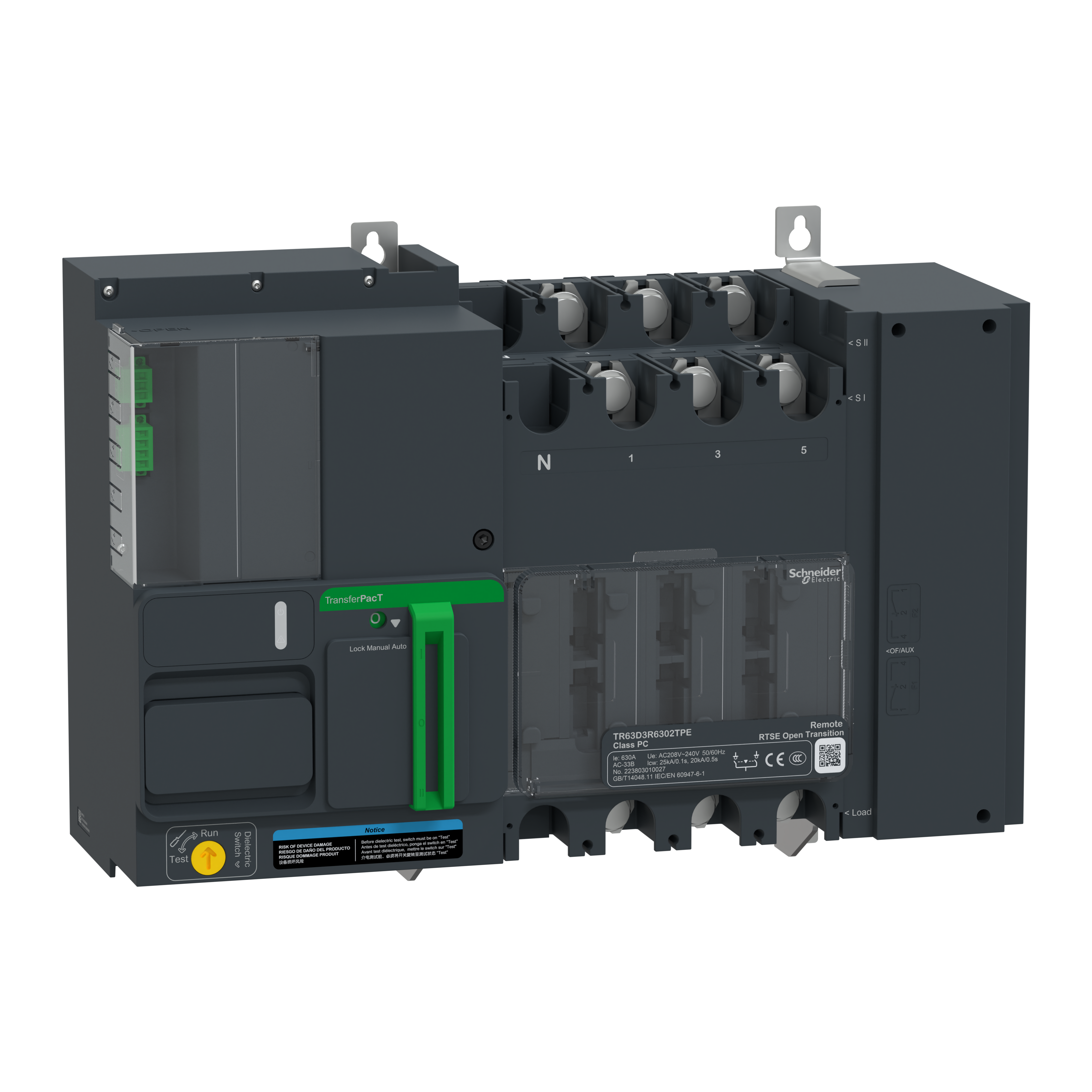 SCHNEIDER ELECTRIC - Commutatore di rete, TransferPacT, TransferPacT Remote, 3P, 630 A, 230 V