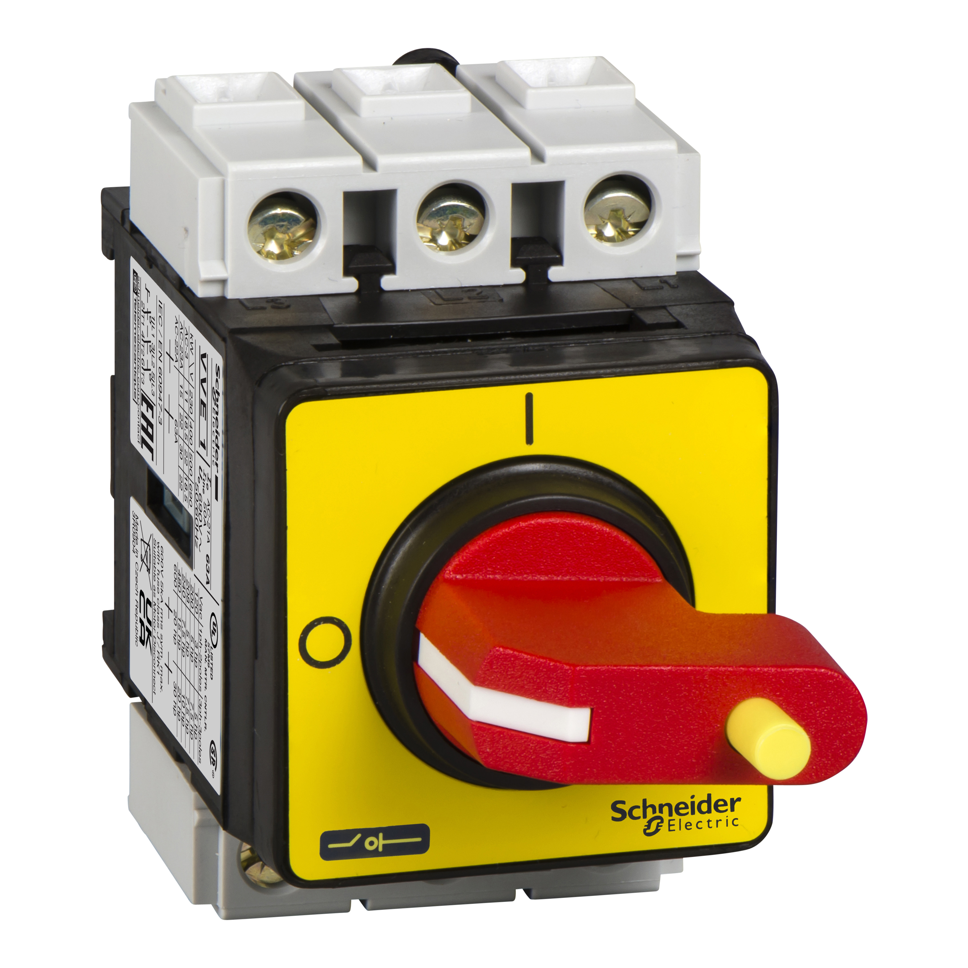 SCHNEIDER ELECTRIC - Interruttore sezionatore di emergenza Vario VVE per cassetta - 3 poli - 25 A - manovra rossa lucchettabile VVE0