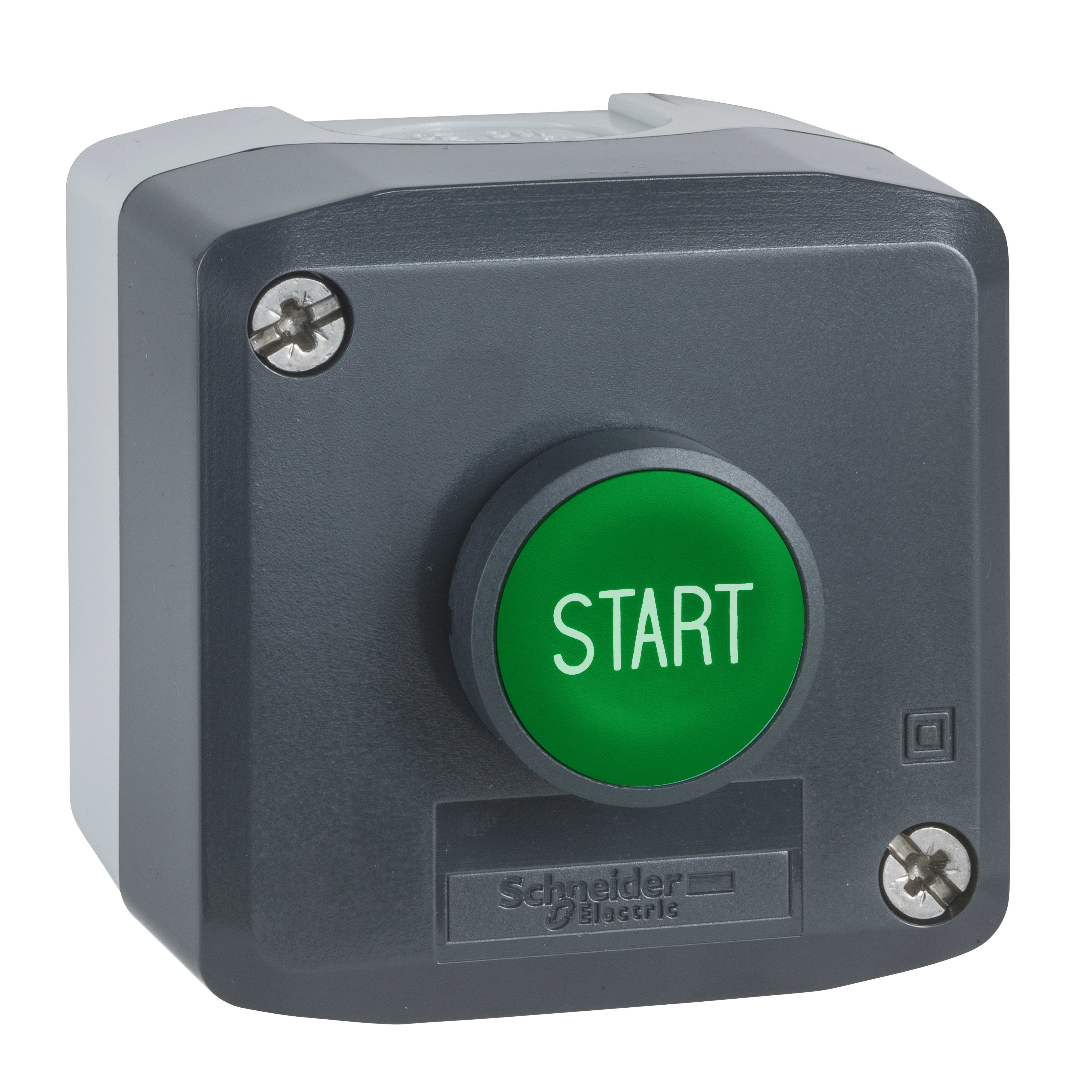 SCHNEIDER ELECTRIC - Pulsantiera, Harmony XALD, XALK, plastica, grigio scuro, 1 pulsante a filo ghiera verde marcatura START, 22mm, ad impulso, 1 NO, certificazione UL CSA