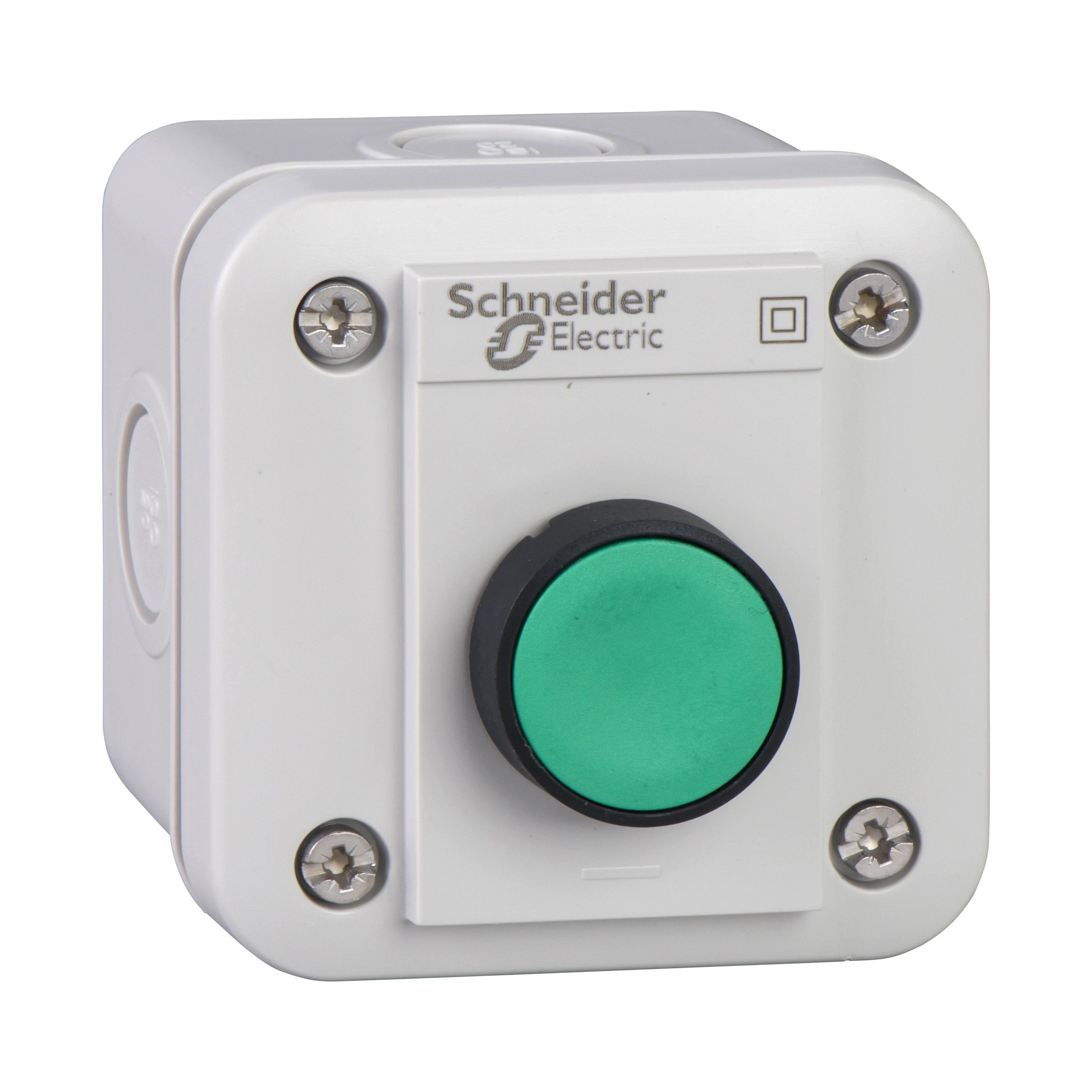 SCHNEIDER ELECTRIC - Pulsantiera XAL-E - 1 pulsante sporgente - ad impulso - verde - 1 NO XALE1W1B