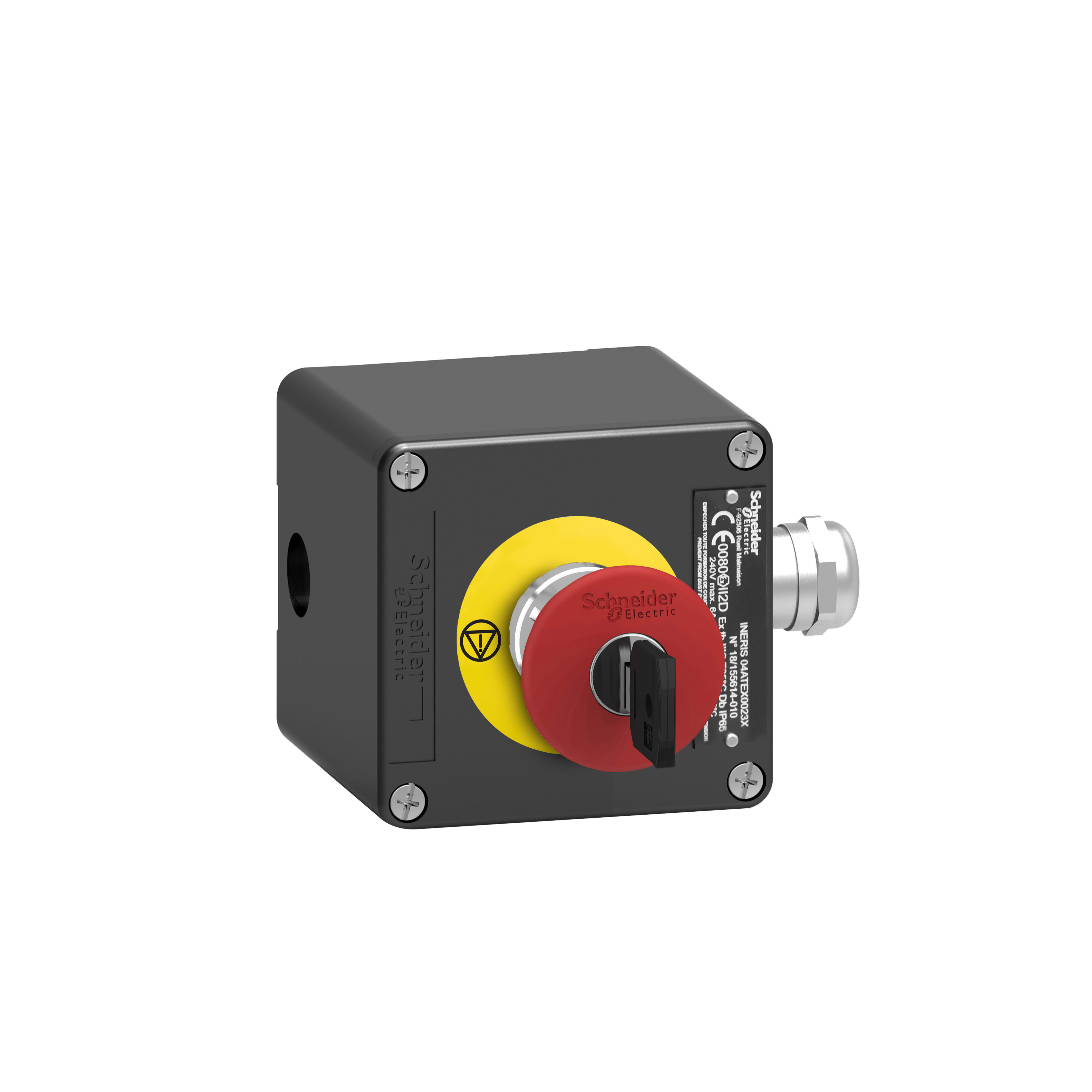 SCHNEIDER ELECTRIC - Pulsantiera - XAW-F - in metallo - 1 NC + 1 NC - rosso - Arresto di Emergenza a chiave ATEX