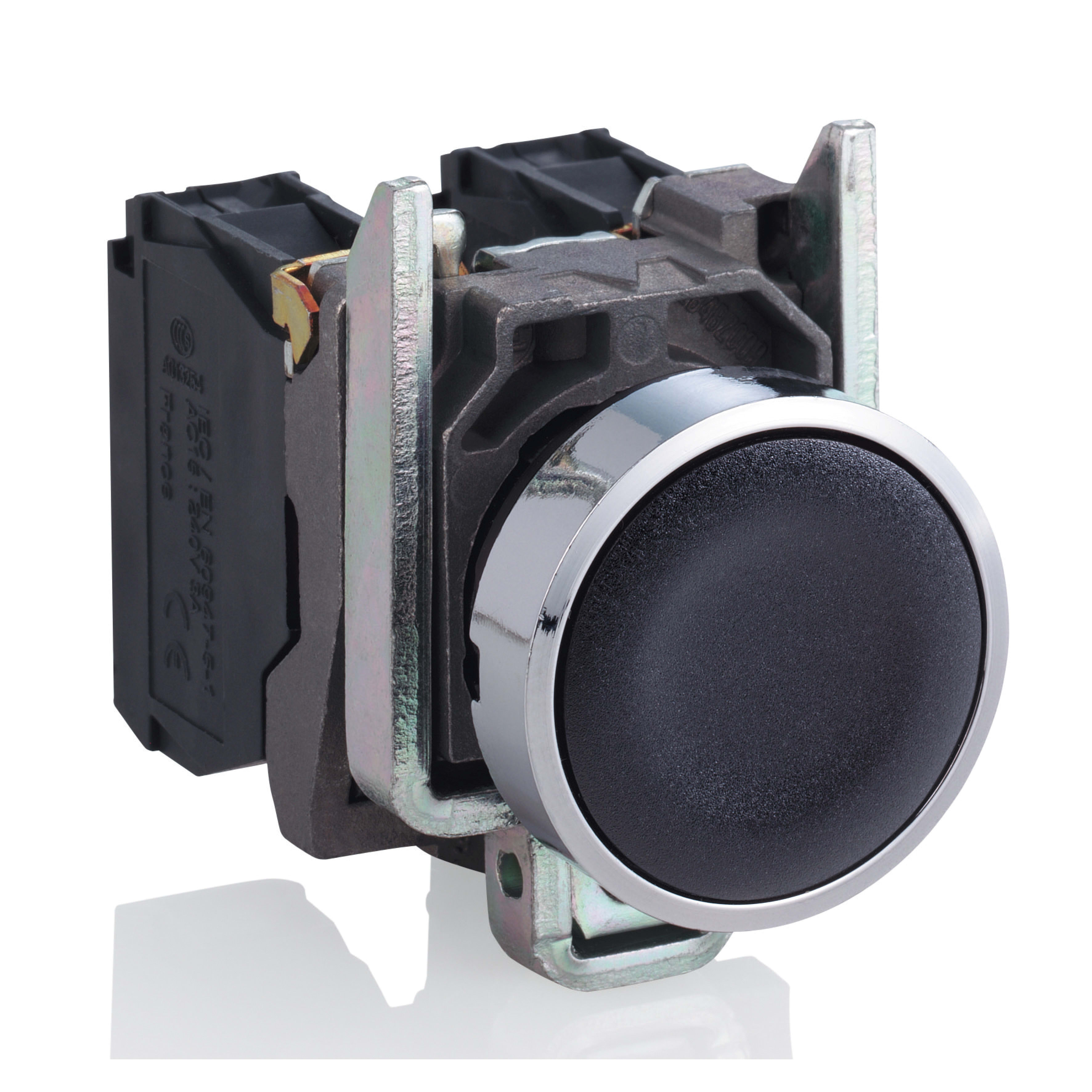 SCHNEIDER ELECTRIC - Pulsante, metallo, Harmony XB4, a filo ghiera, nero, 22 mm, ad impulso, senza marcatura, 1NO+1NC XB4BA25