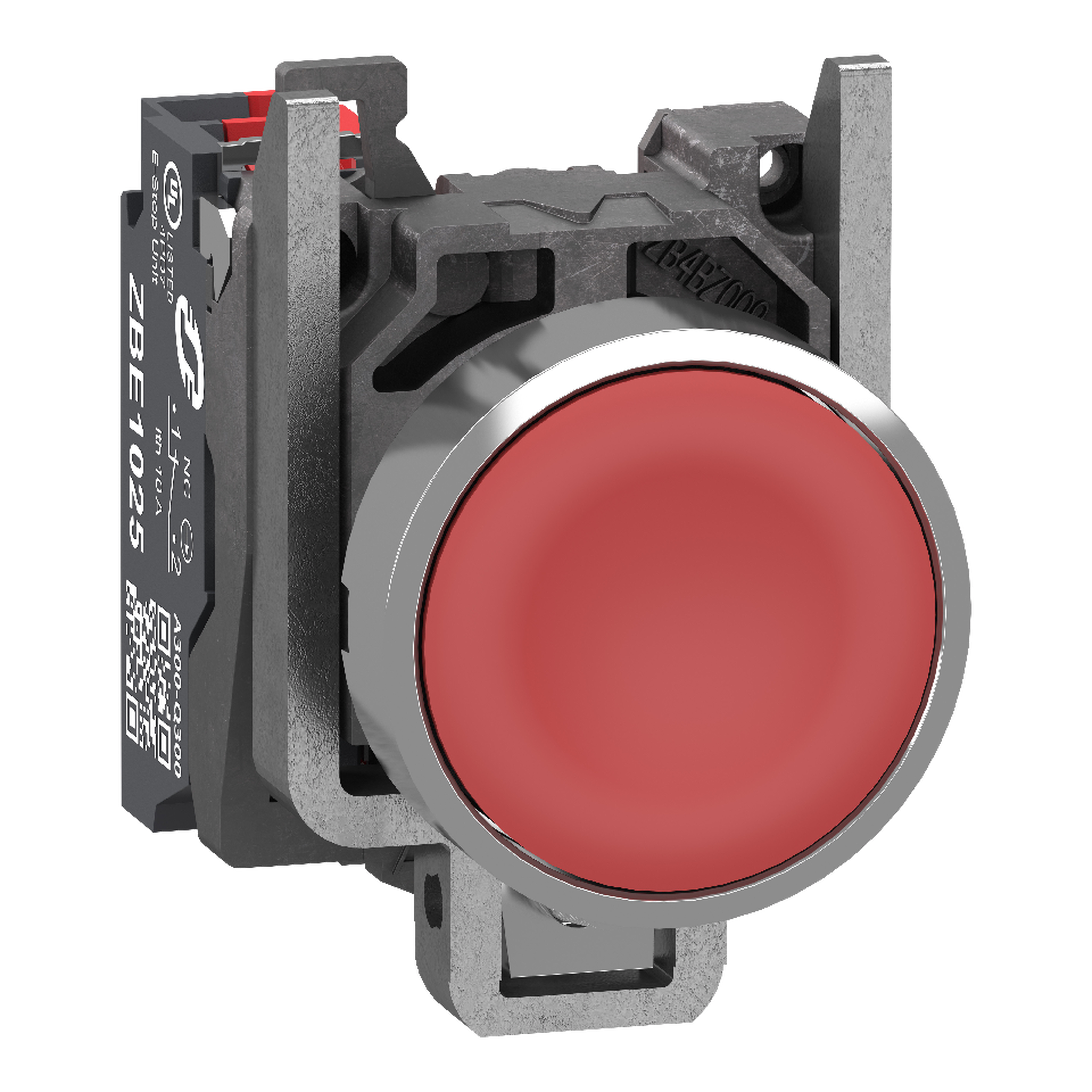 SCHNEIDER ELECTRIC - Pulsante, Harmony XB4, metallo, filoghiera, rosso, 22 mm, ad impulso, senza marcatura, 1 NC, contatti Push-in