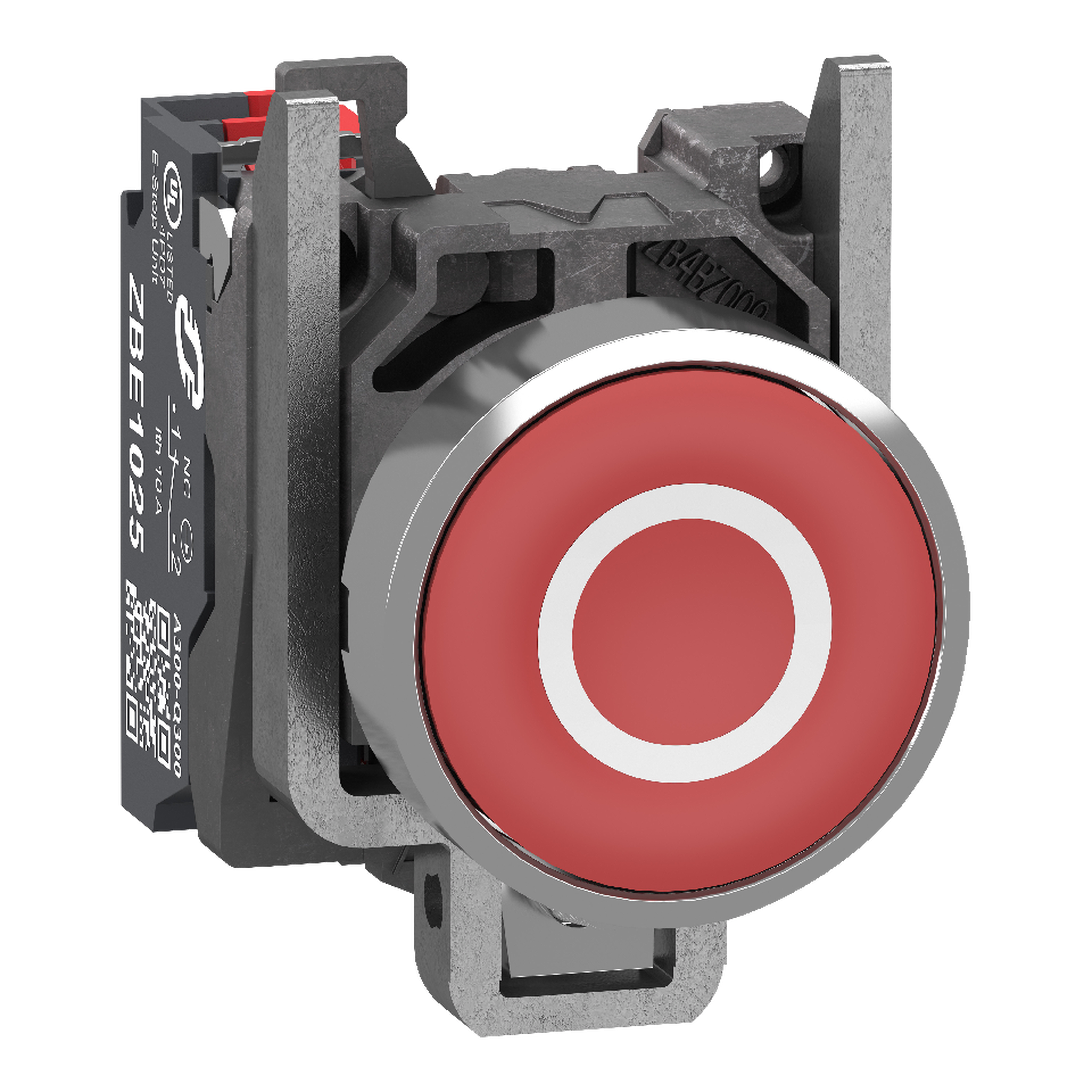 SCHNEIDER ELECTRIC - Pulsante, Harmony XB4, metallo, filoghiera, rosso, 22 mm, ad impulso, con marcatura in bianco O, 1 NC, contatti Push-in