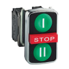 SCHNEIDER ELECTRIC - Pulsante triplo verde filo/rosso sporgente/verde filo Ø22 1NO+1NC+1NO