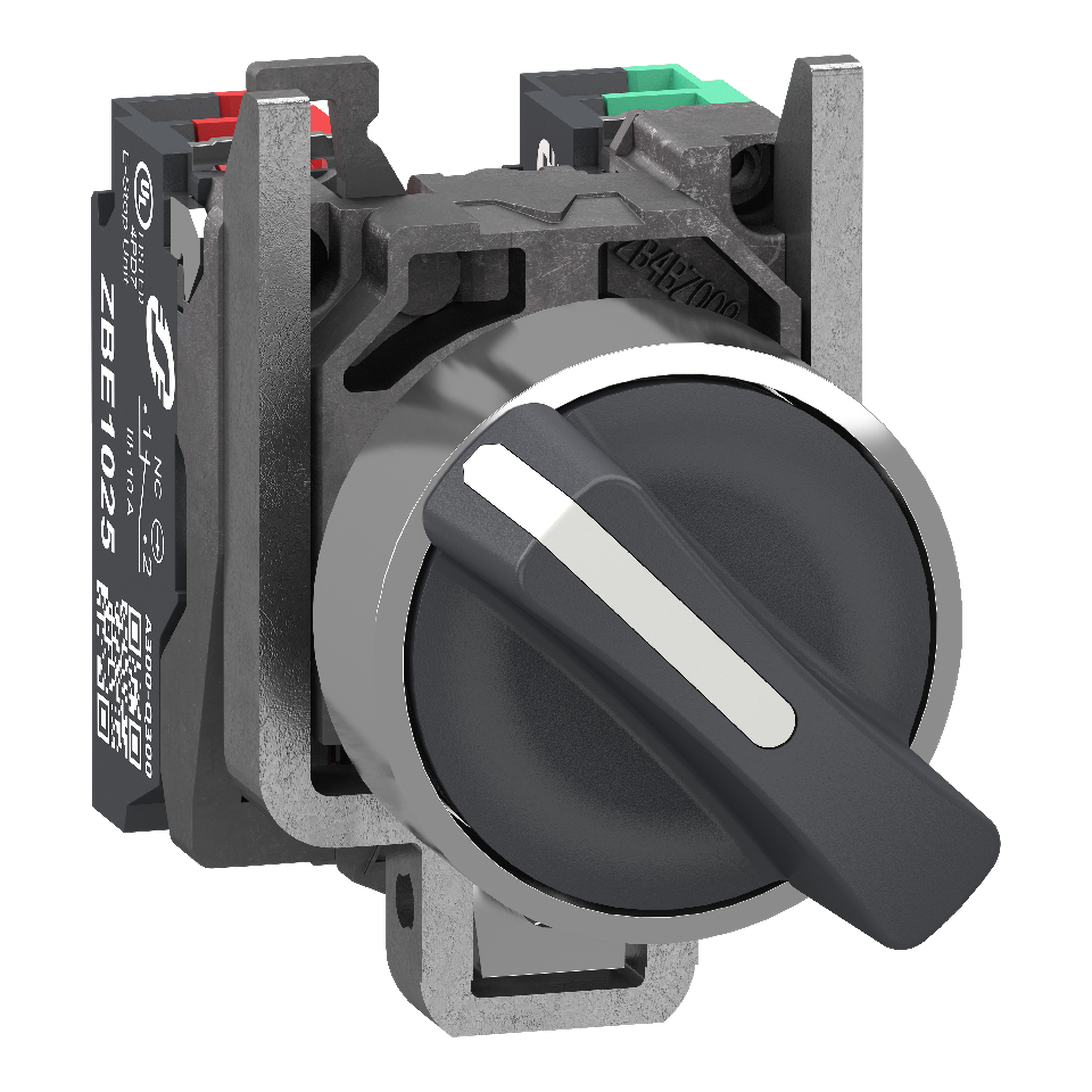 SCHNEIDER ELECTRIC - Selettore a leva, Harmony XB4, metallo, nero, 22 mm, 2 posizioni, fisso, NO + NC, contatti Push-in