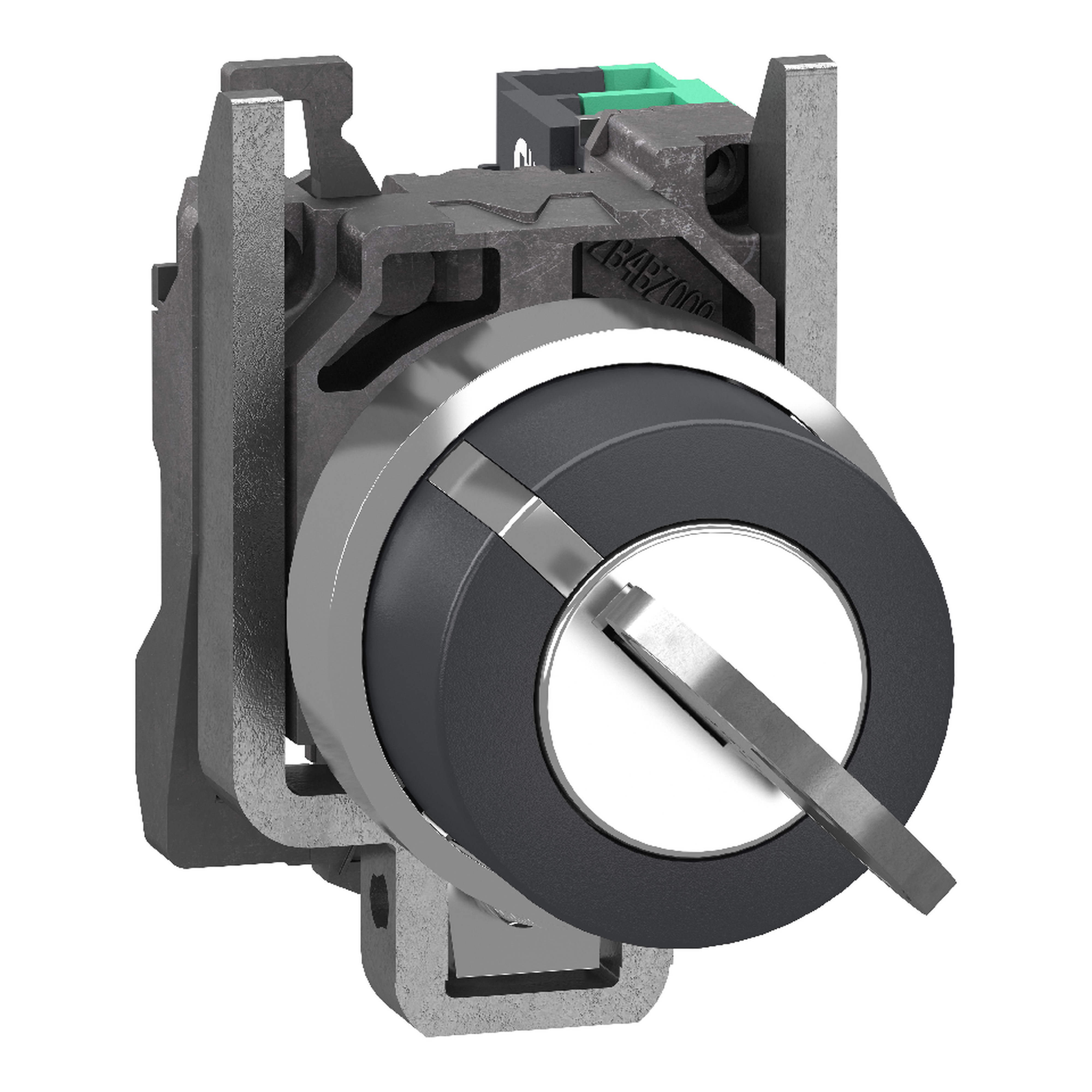 SCHNEIDER ELECTRIC - Selettore a chiave, Harmony XB4, metallo, nero, 22 mm, chiave 455, 2 posizioni, fisso, estrazione chiave a sinistra, 1 NO, contatti Push in