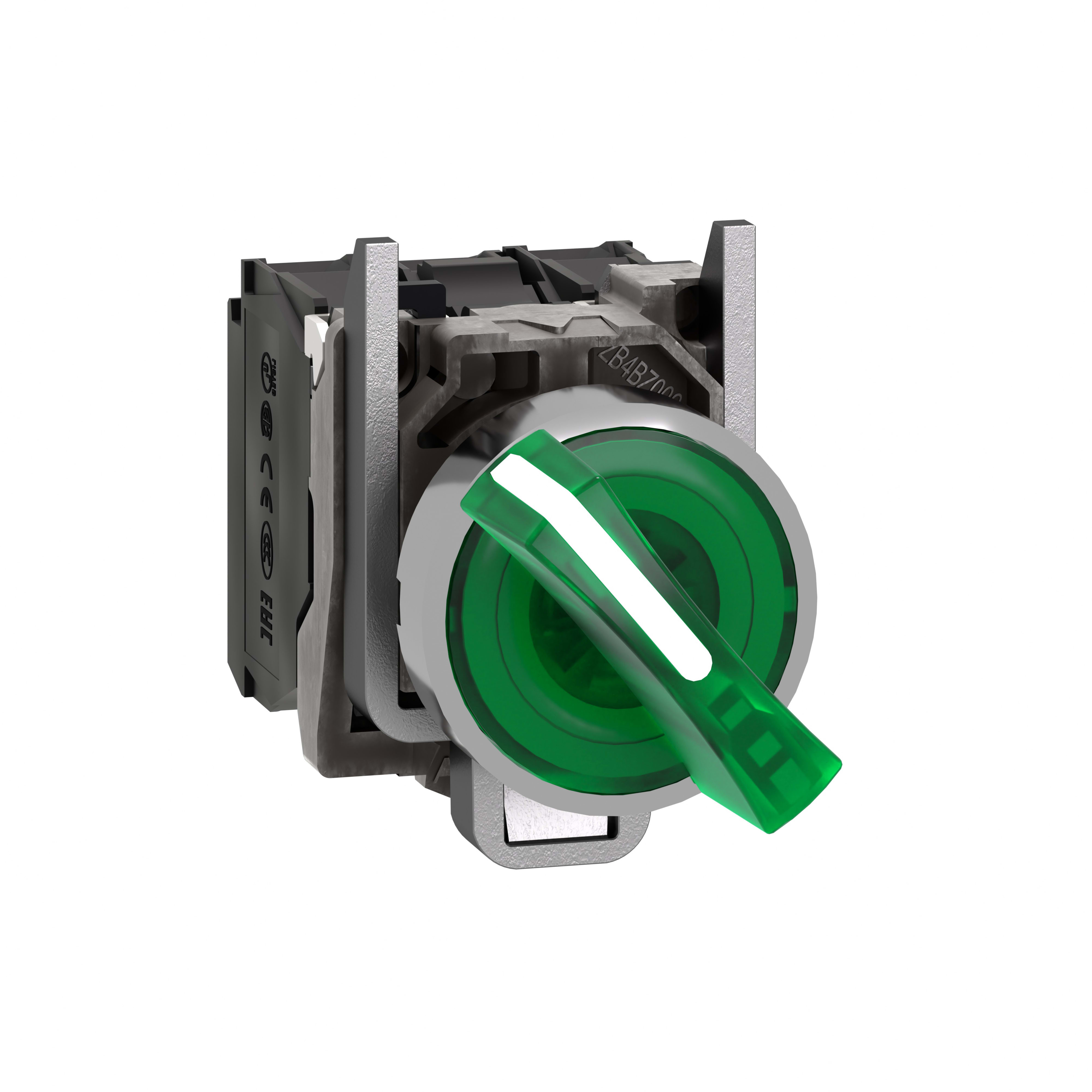 SCHNEIDER ELECTRIC - Selettore luminoso verde Ø22 - 2 posizioni - 24Vac/dc - 1NO+1NC- LED universale