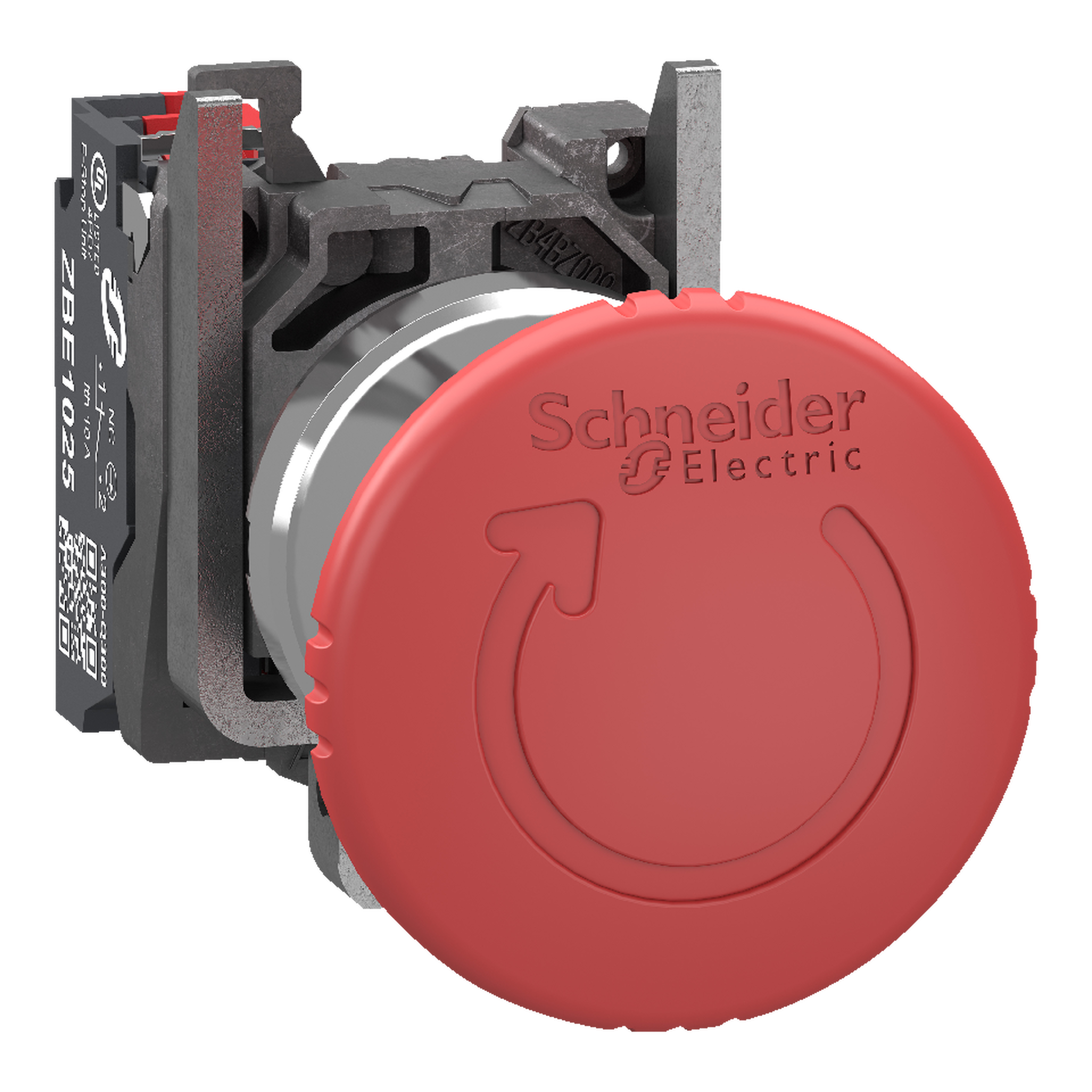 SCHNEIDER ELECTRIC - Pulsante arresto di emergenza, Harmony XB4, metallo, fungo rosso 40 mm, 22 mm, girare per sbloccare, 1NC, contatti Push-in XB4BS84425