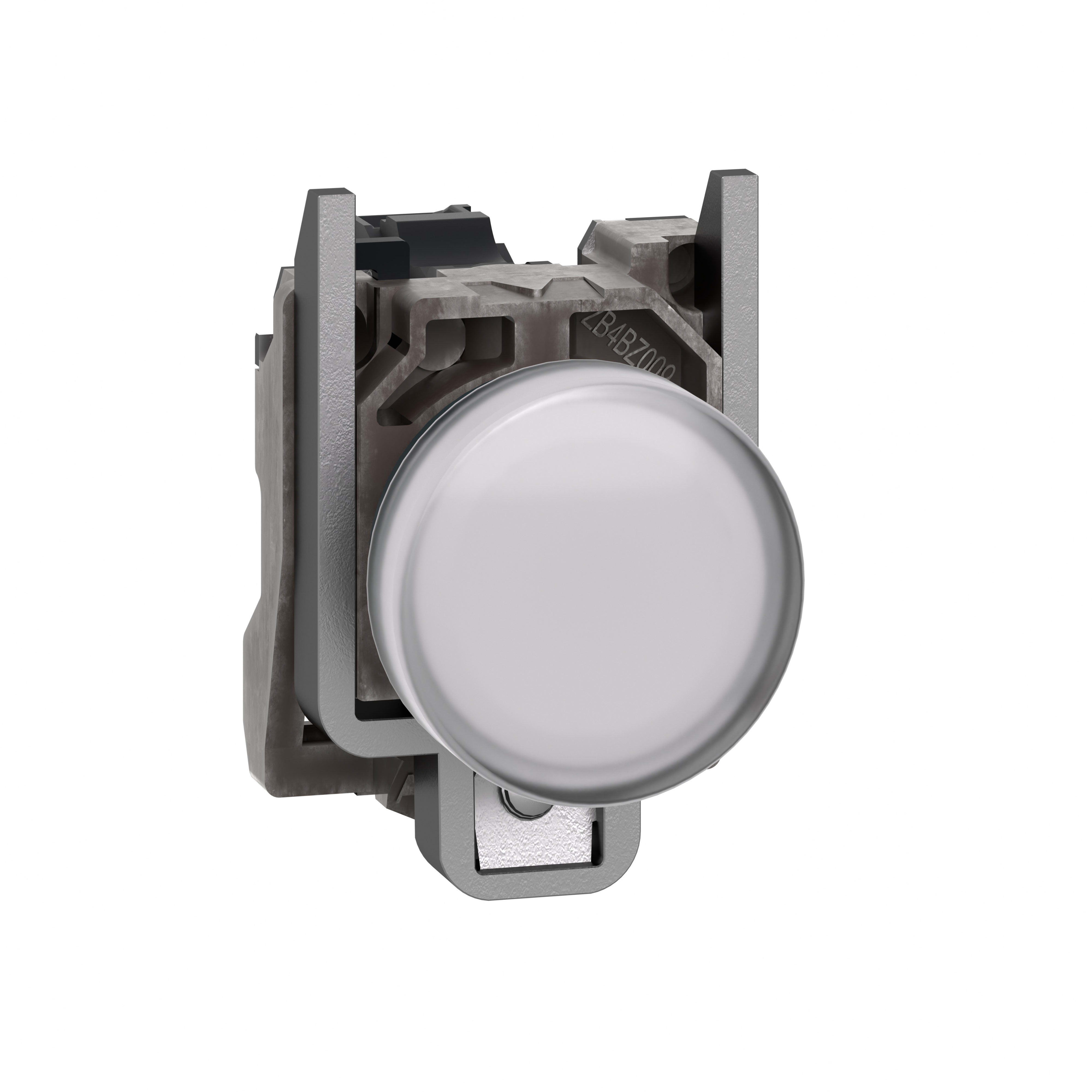 SCHNEIDER ELECTRIC - Harmony XB4, Lampada spia, metallo, bianco, diam.22,  con LED integrato ad alta protezione, 110…240VAC 300 VA a 230 VAC, 120 VA a 120 VAC