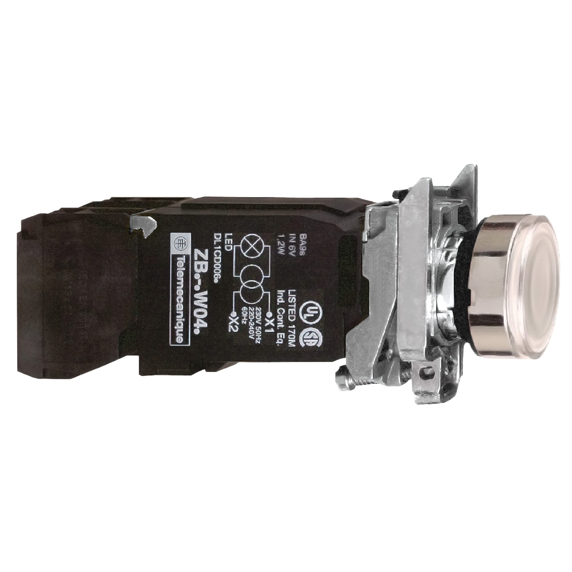 SCHNEIDER ELECTRIC - Pulsante luminoso bianco Ø22 - filoghiera ad impulso - 120V - 1NO+1NC