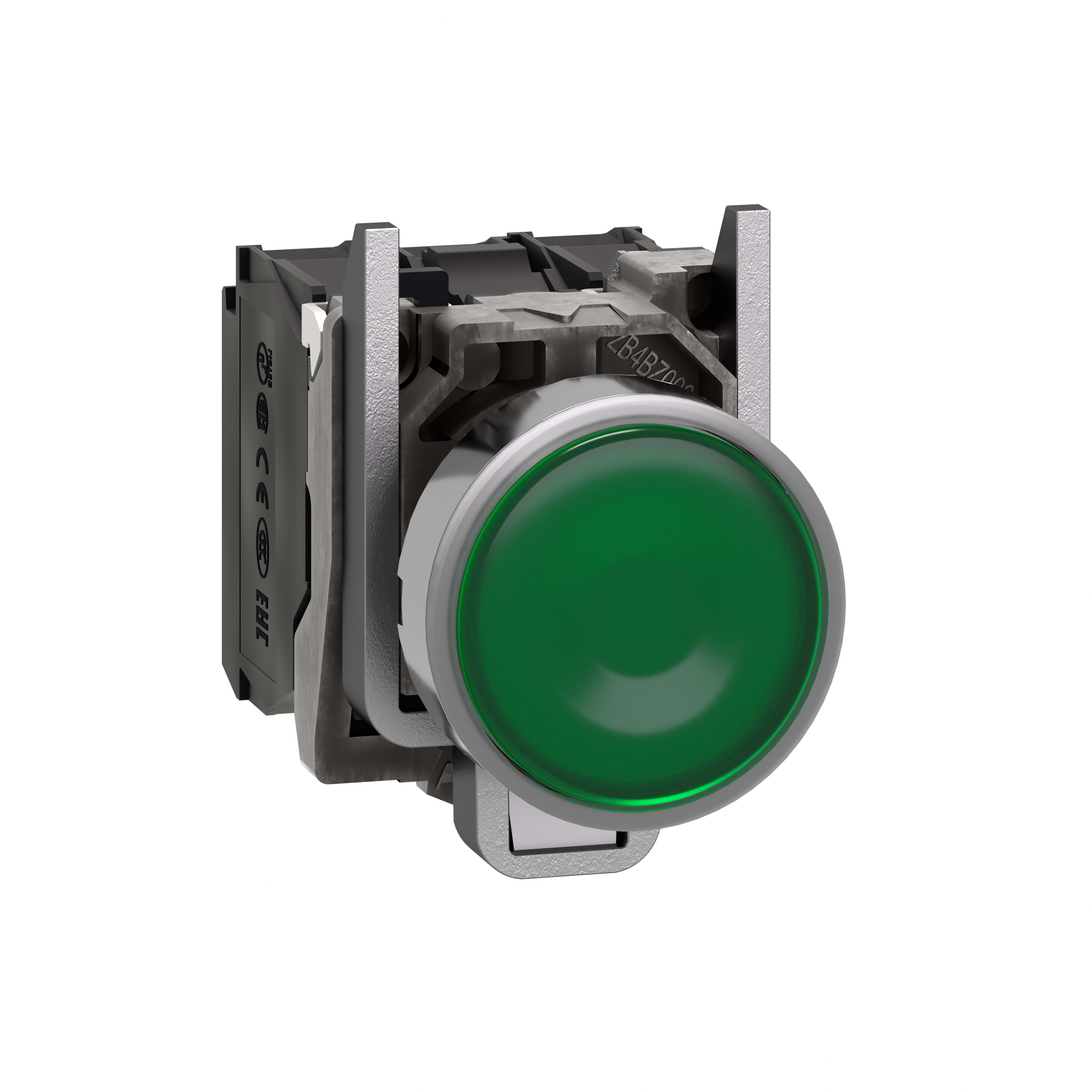 SCHNEIDER ELECTRIC - Pulsante luminoso verde Ø22 - filoghiera ad impulso - 24V - 1NO+1NC - LED universale