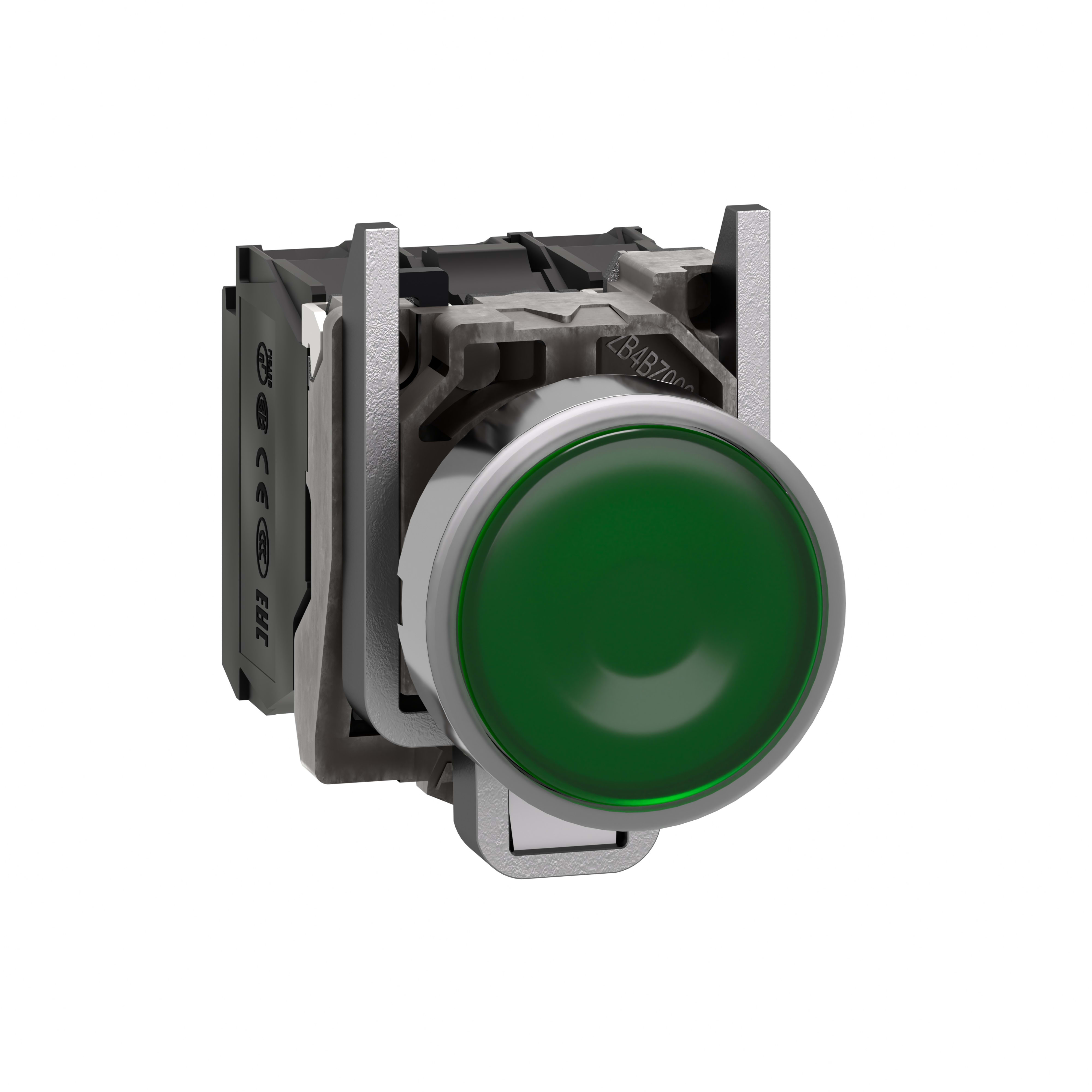 SCHNEIDER ELECTRIC - Pulsante luminoso verde Ø22 - filoghiera ad impulso - 230Vacac - 1NO+1NC- LED universale XB4BW33M5
