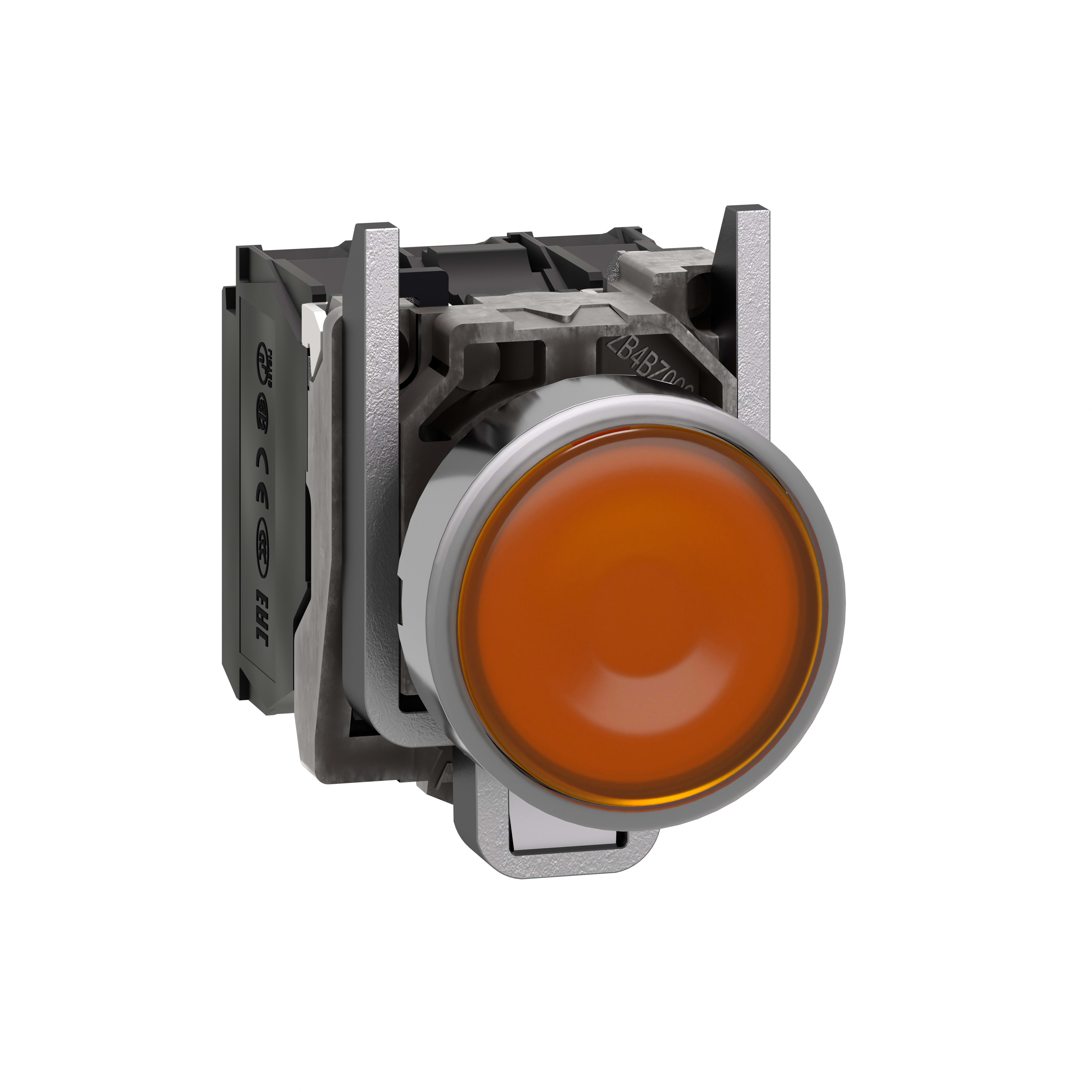 SCHNEIDER ELECTRIC - Pulsante luminoso giallo Ø22 - filoghiera ad impulso - 230Vac - 1NO+1NC- LED universale