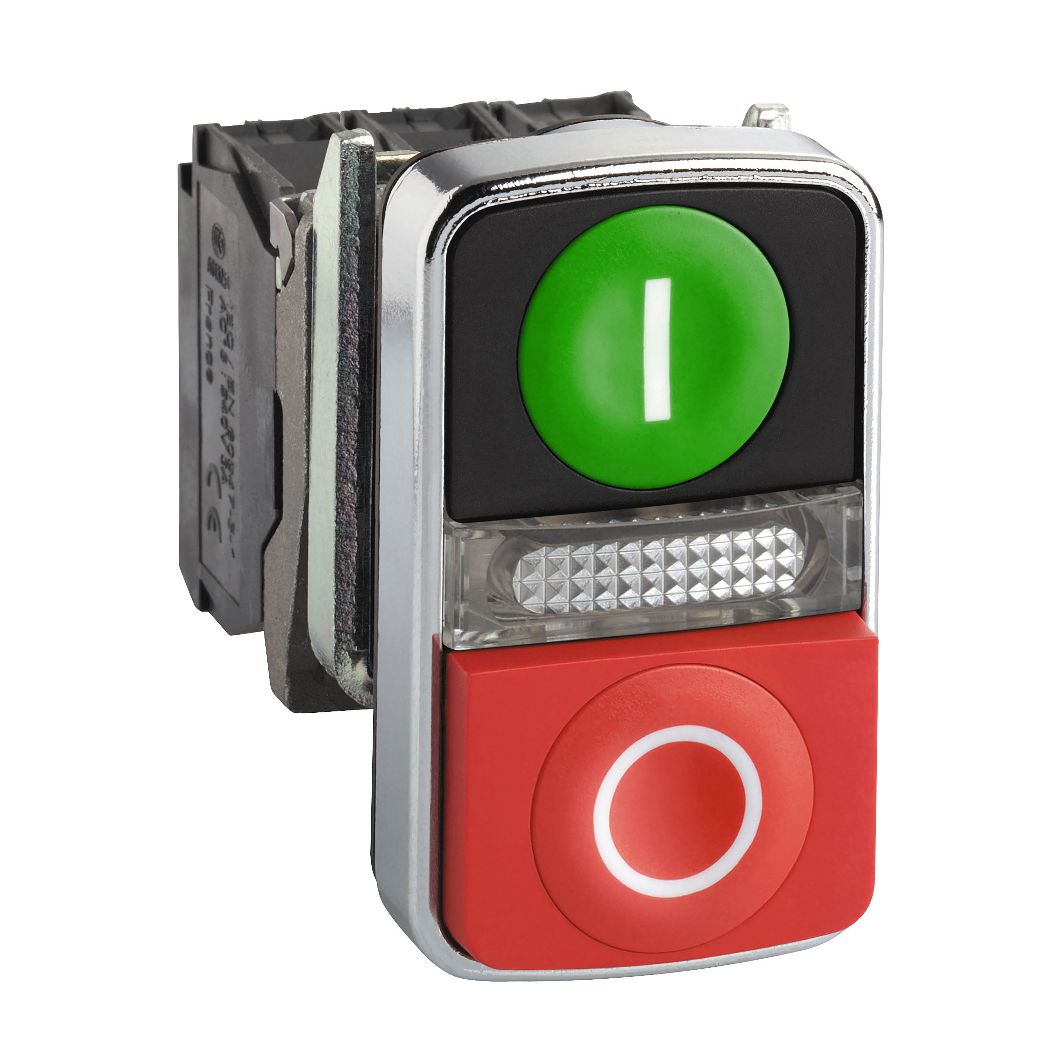 SCHNEIDER ELECTRIC - Pulsante Ø22 - doppio ad impulso - verde+rosso - luce bianca- 240V- IP40