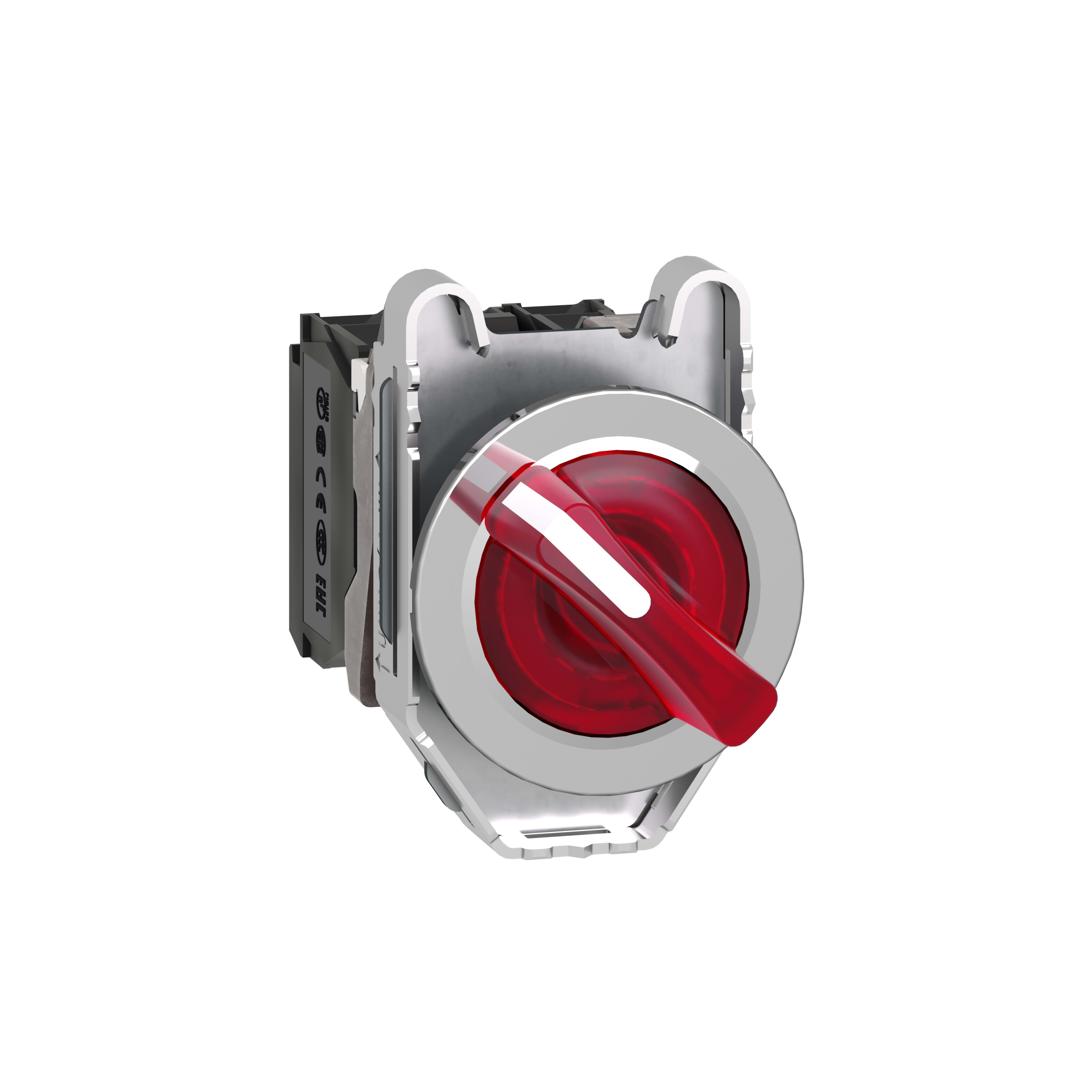 SCHNEIDER ELECTRIC - Selettore luminoso rosso filopannello 2 posizioni fisse 24VAC/DC 1NO+1NC- LED universale- Ø30