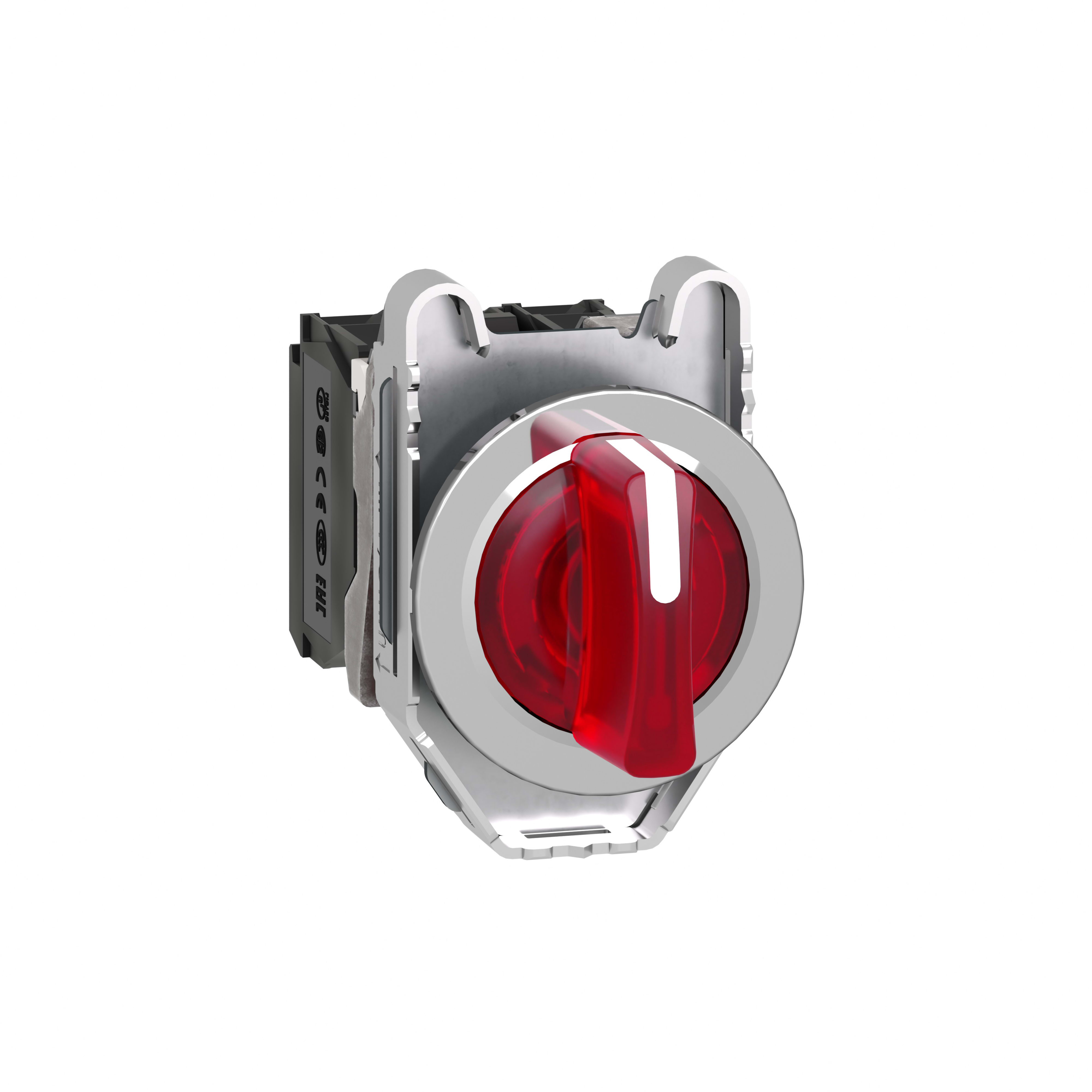 SCHNEIDER ELECTRIC - Selettore luminoso rosso filopannello 3 posizioni fisse 24VAC/DC 1NO+1NC- LED universale- Ø30