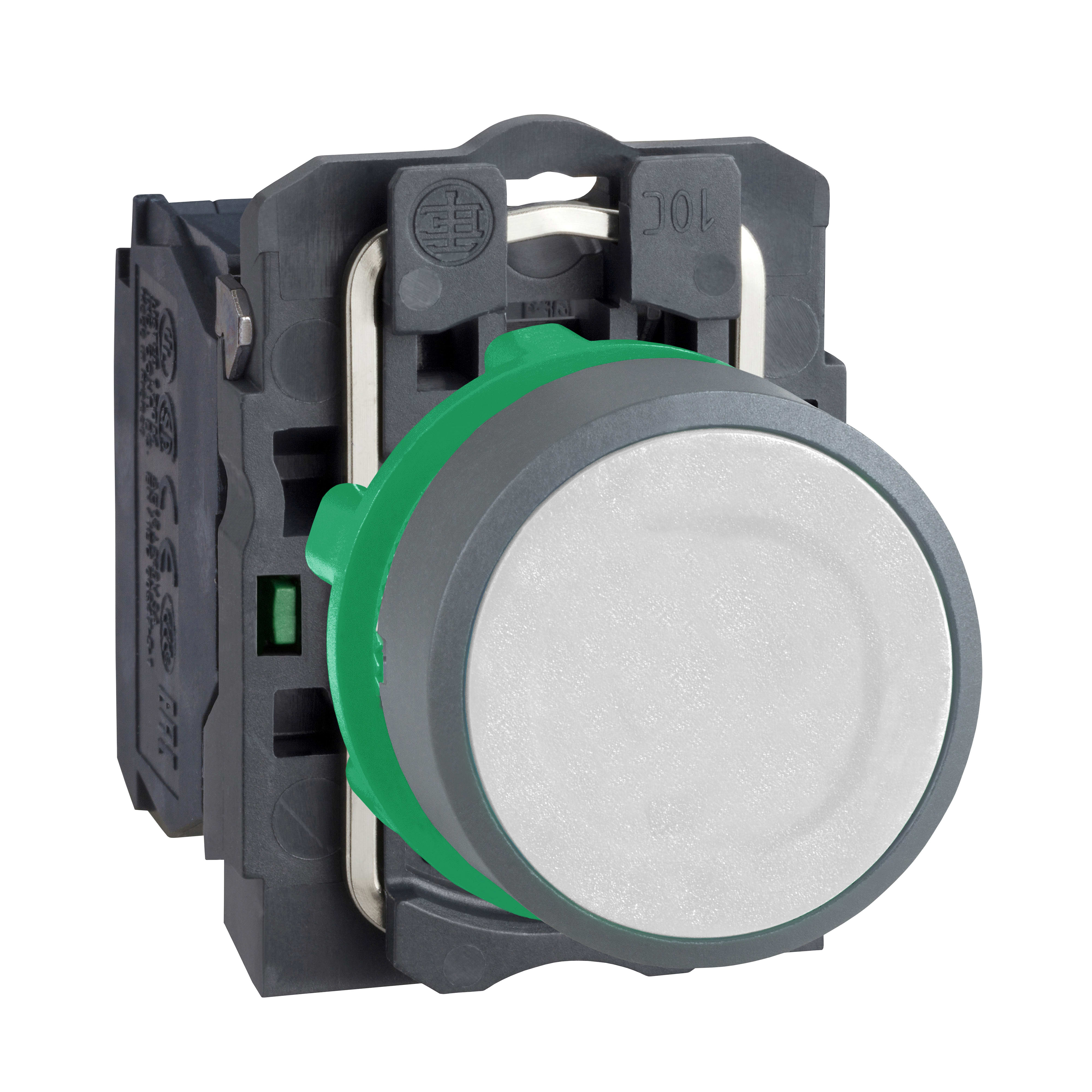 SCHNEIDER ELECTRIC - Pulsante bianco 1NO ghiera grigia