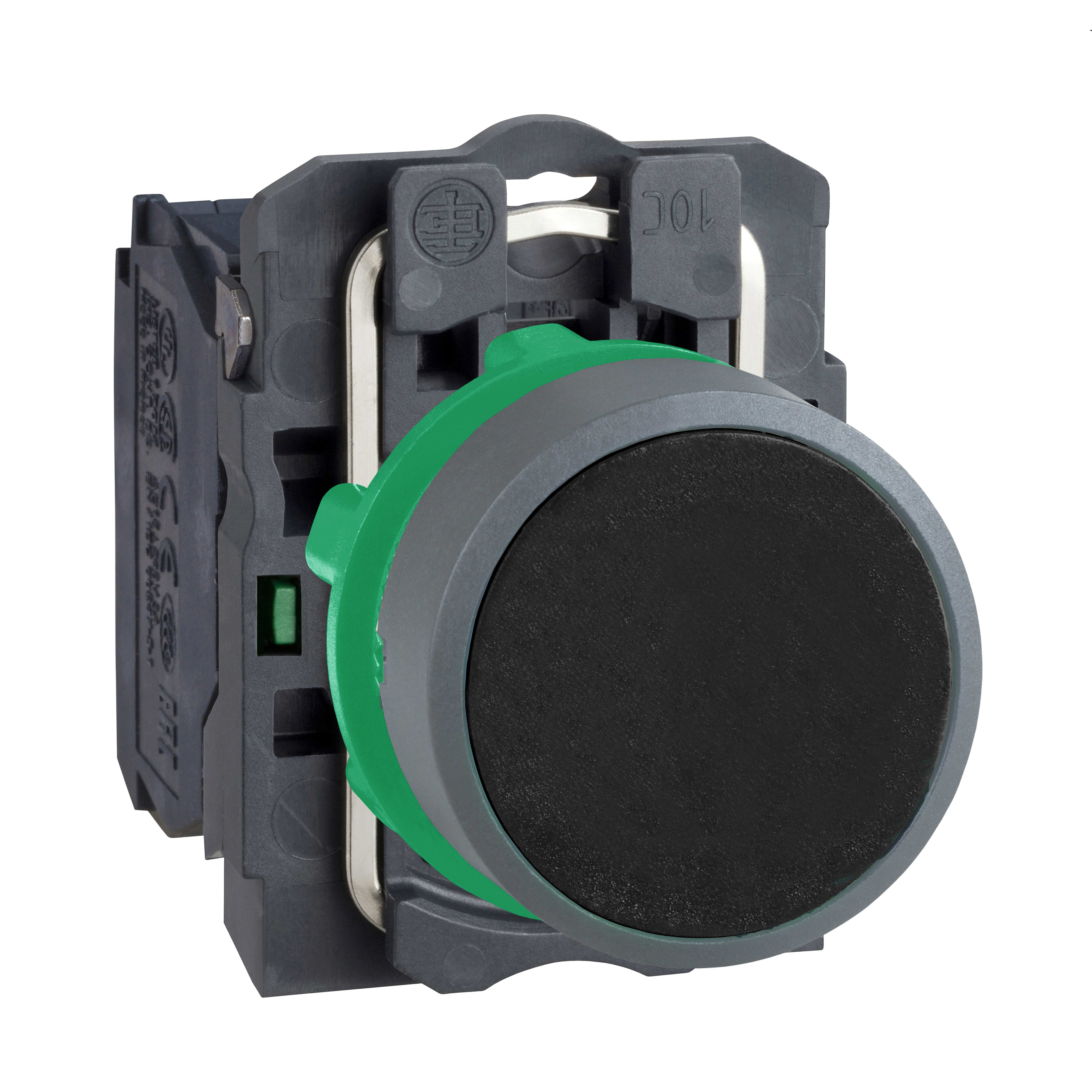 SCHNEIDER ELECTRIC - Pulsante nero 1NO ghiera grigia