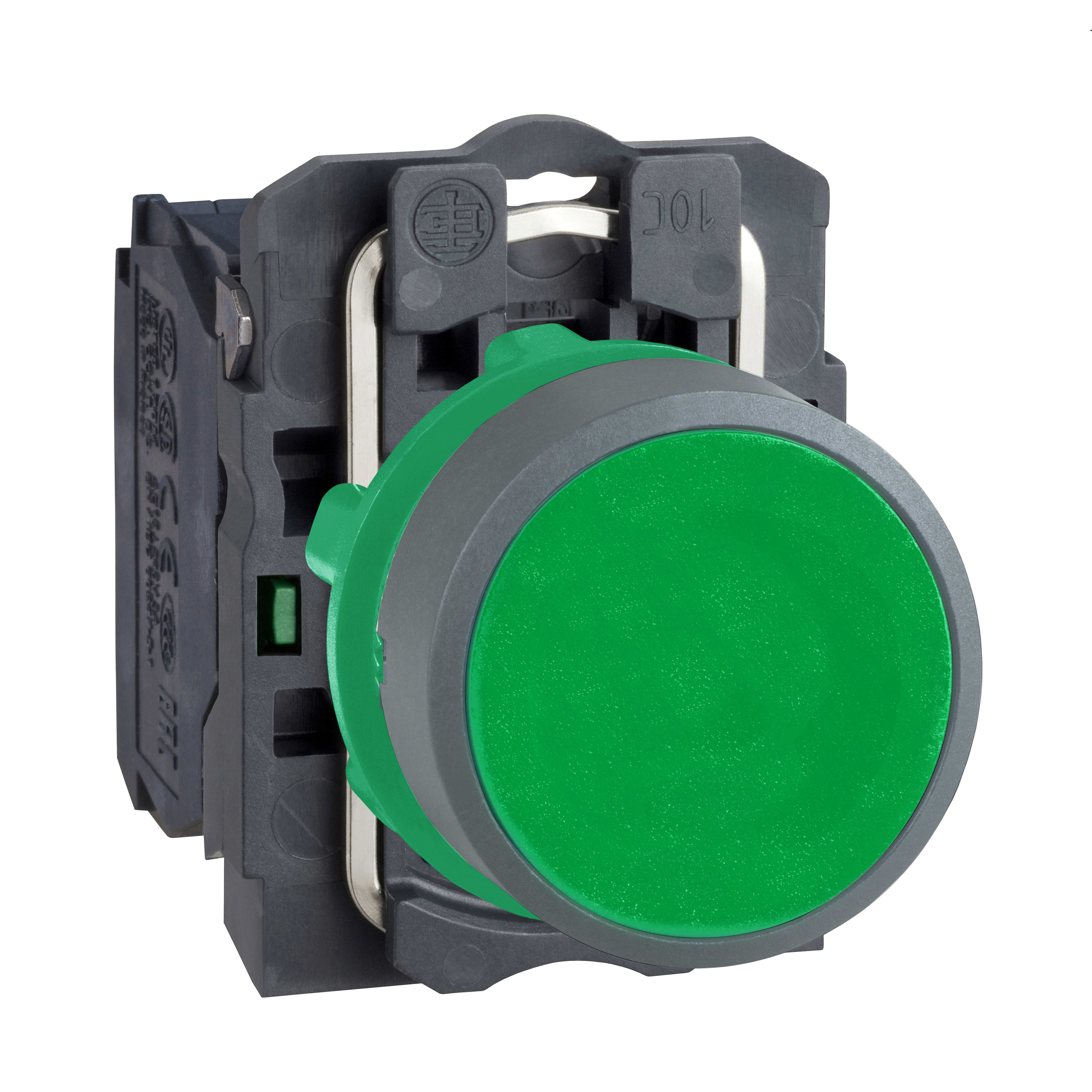 SCHNEIDER ELECTRIC - Pulsante verde 1NO ghiera grigia
