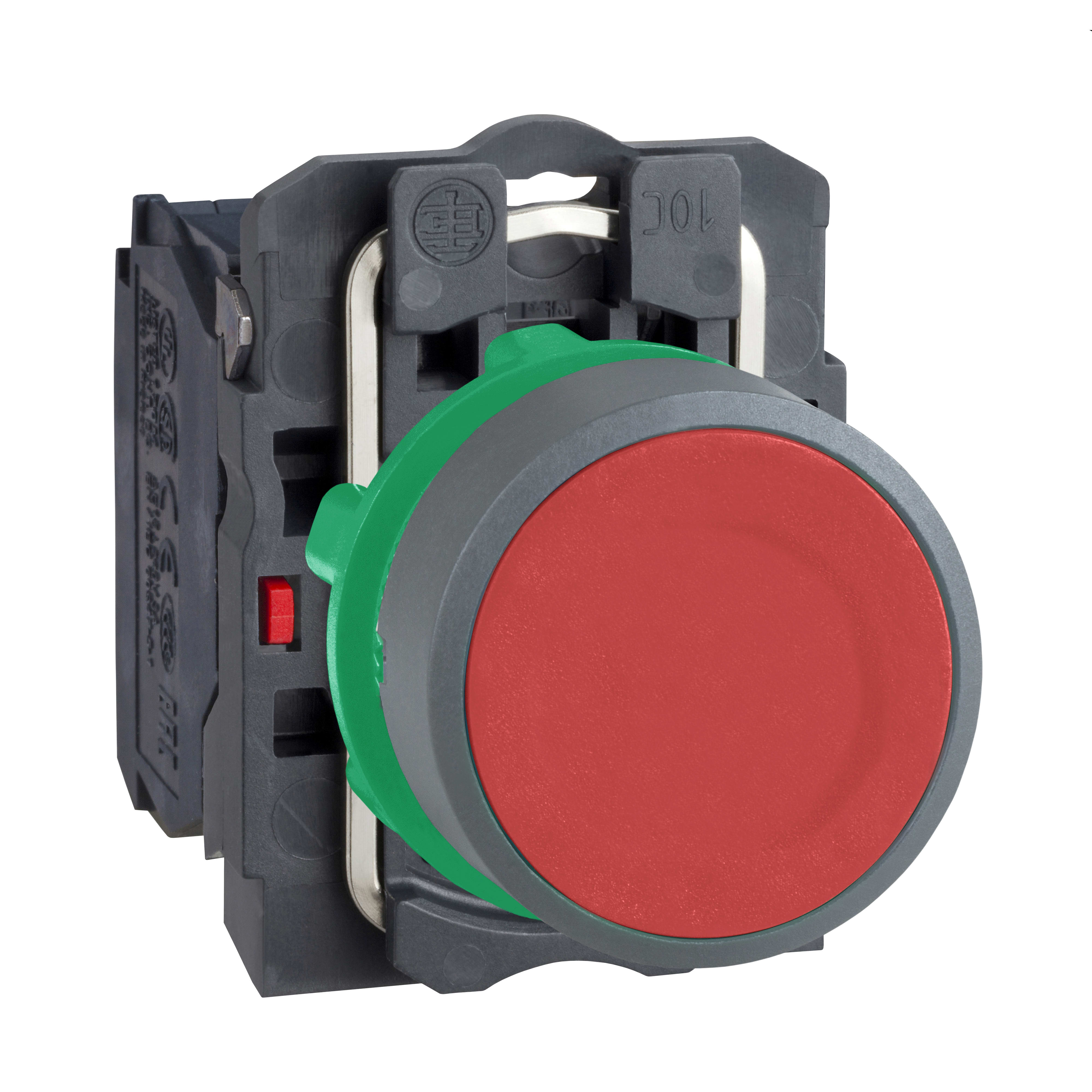 SCHNEIDER ELECTRIC - Pulsante rosso 1NC ghiera grigia