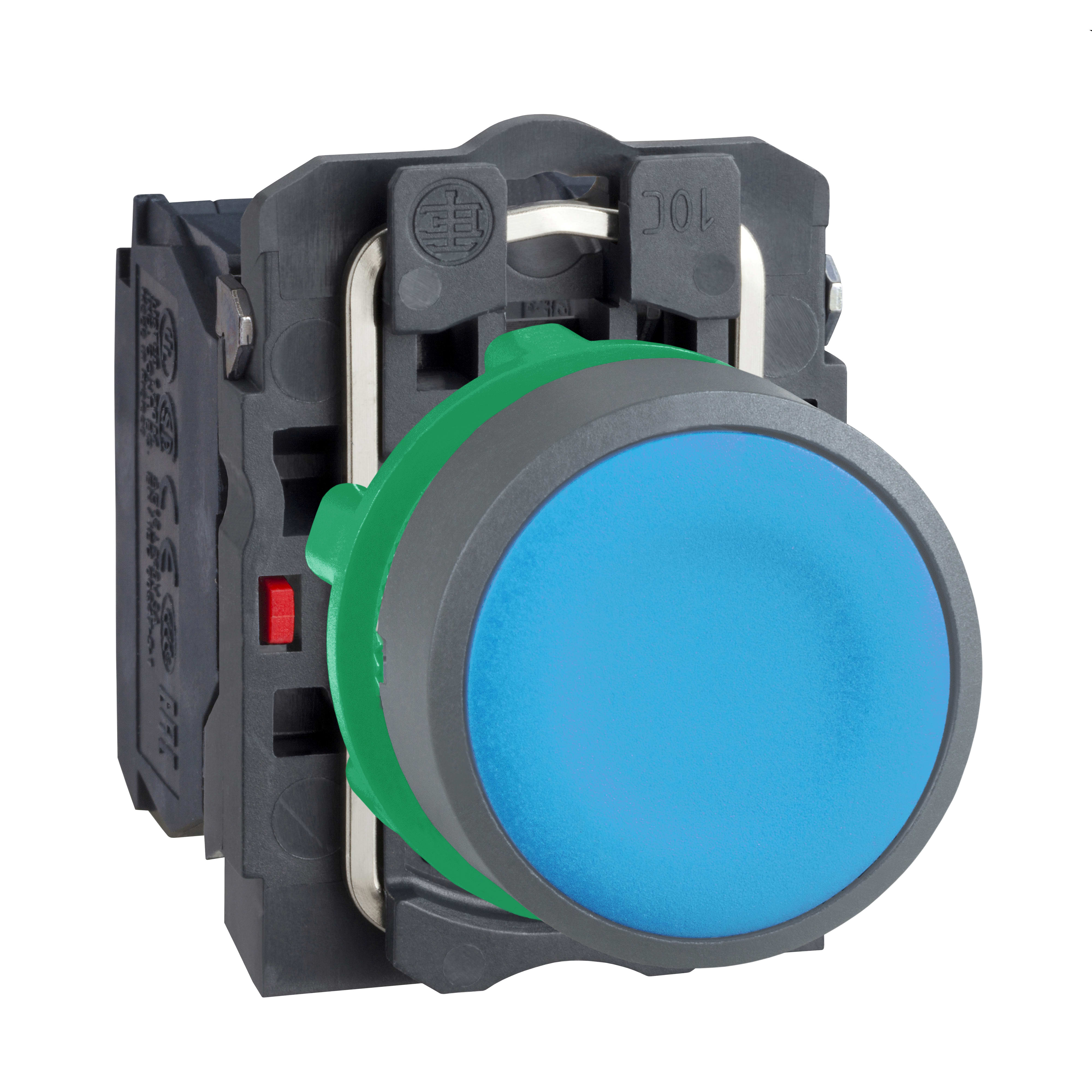 SCHNEIDER ELECTRIC - Pulsante blu NO+NC ghiera grigia