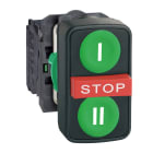 SCHNEIDER ELECTRIC - Pulsante triplo verde filo/rosso sporgente/verde filo Ø22 1NO+1NC+1NO