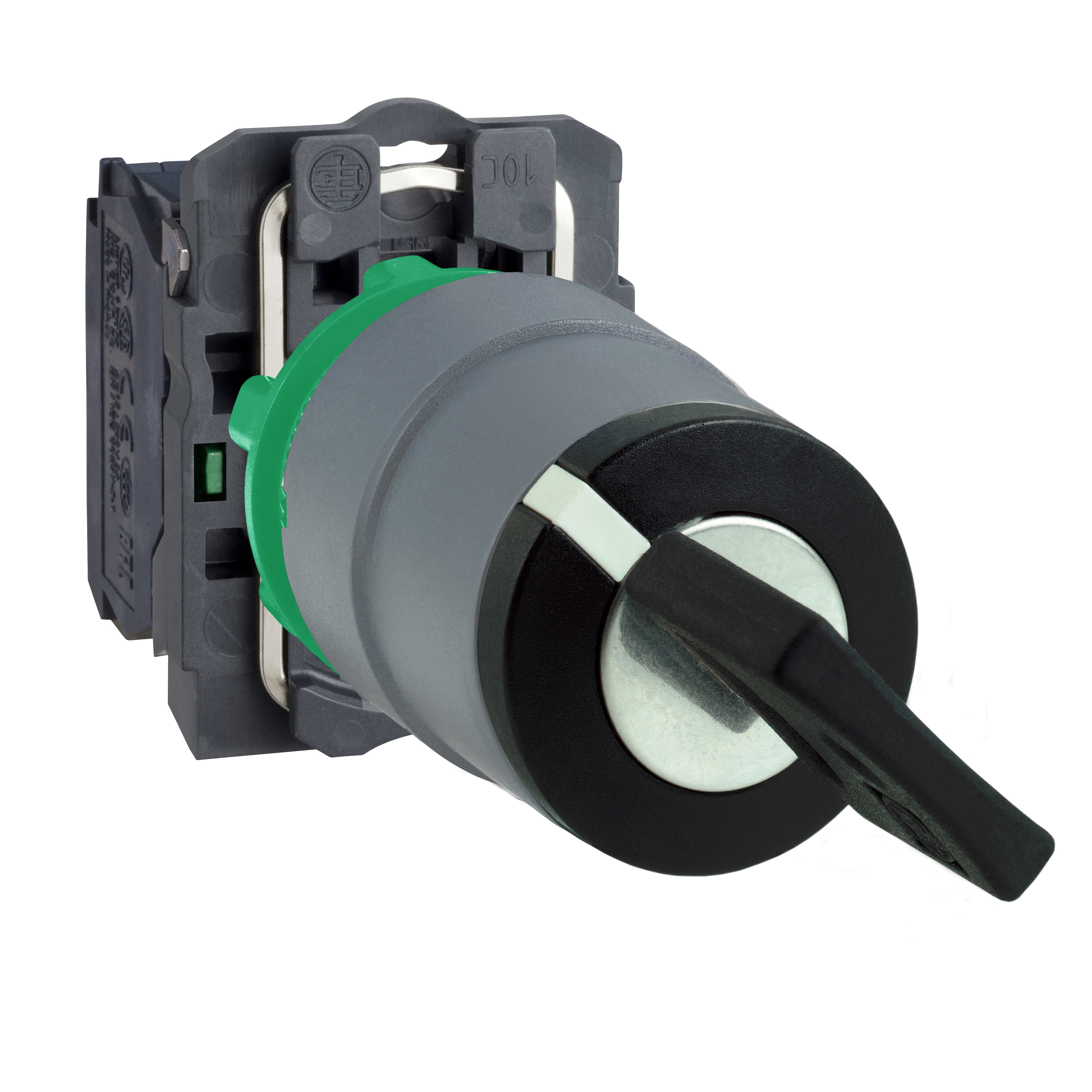 SCHNEIDER ELECTRIC - Selettore a leva Harmony XB5, 2 posizioni fisse 1 NO a vite ghiera grigia