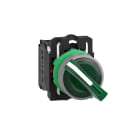 SCHNEIDER ELECTRIC - Selettore luminoso verde -Ø22- 24Vac/dc- ghiera grigia- 1NO+1NC - LED universale
