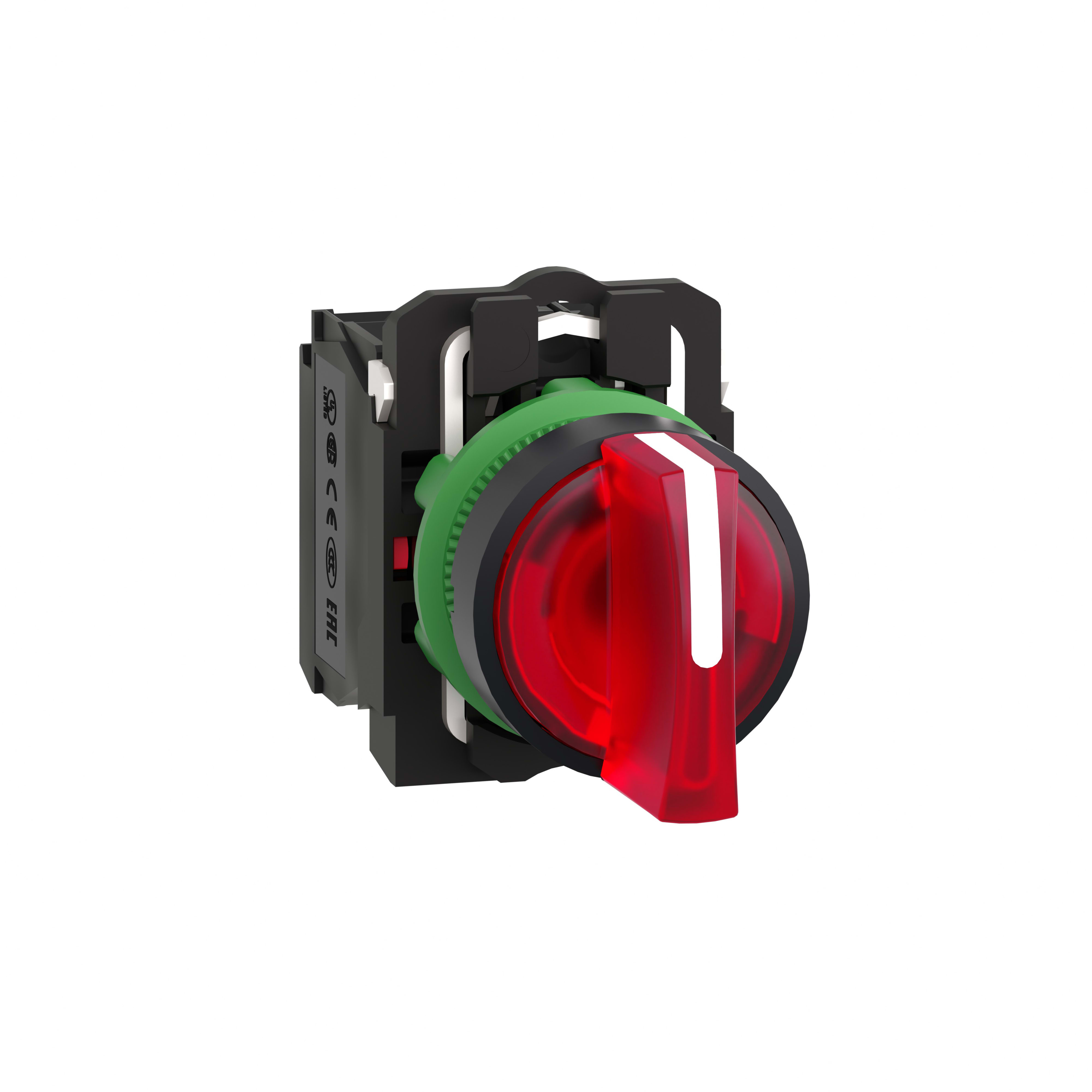 SCHNEIDER ELECTRIC - Selettore luminoso rosso Ø 22 - 3 posizioni - 24Vac/dc - 1NO+1NC- LED universale