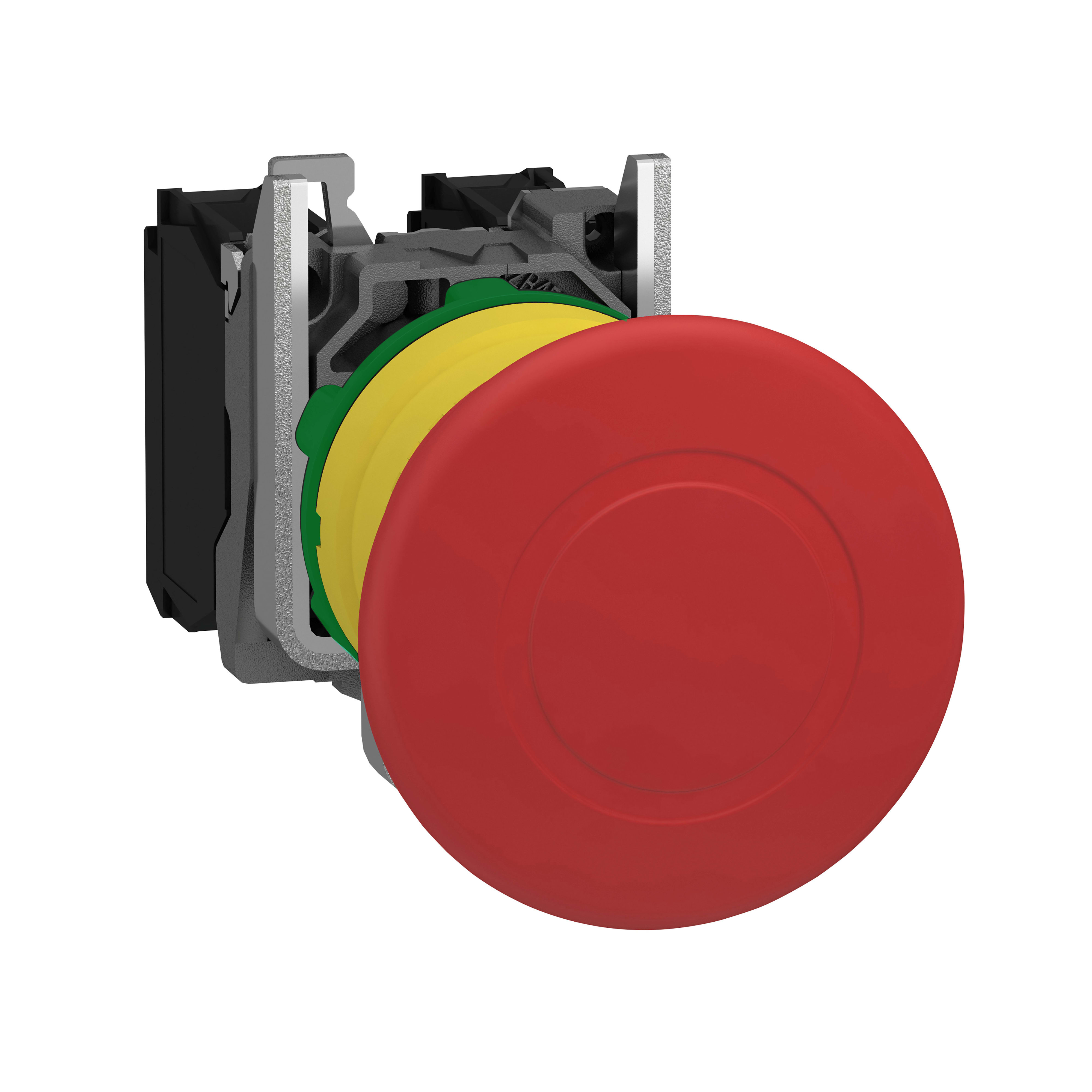 SCHNEIDER ELECTRIC - Pulsante arresto emergenza Ø22 testa fungo Ø40mm rosso premere tirare 1NO+1NC