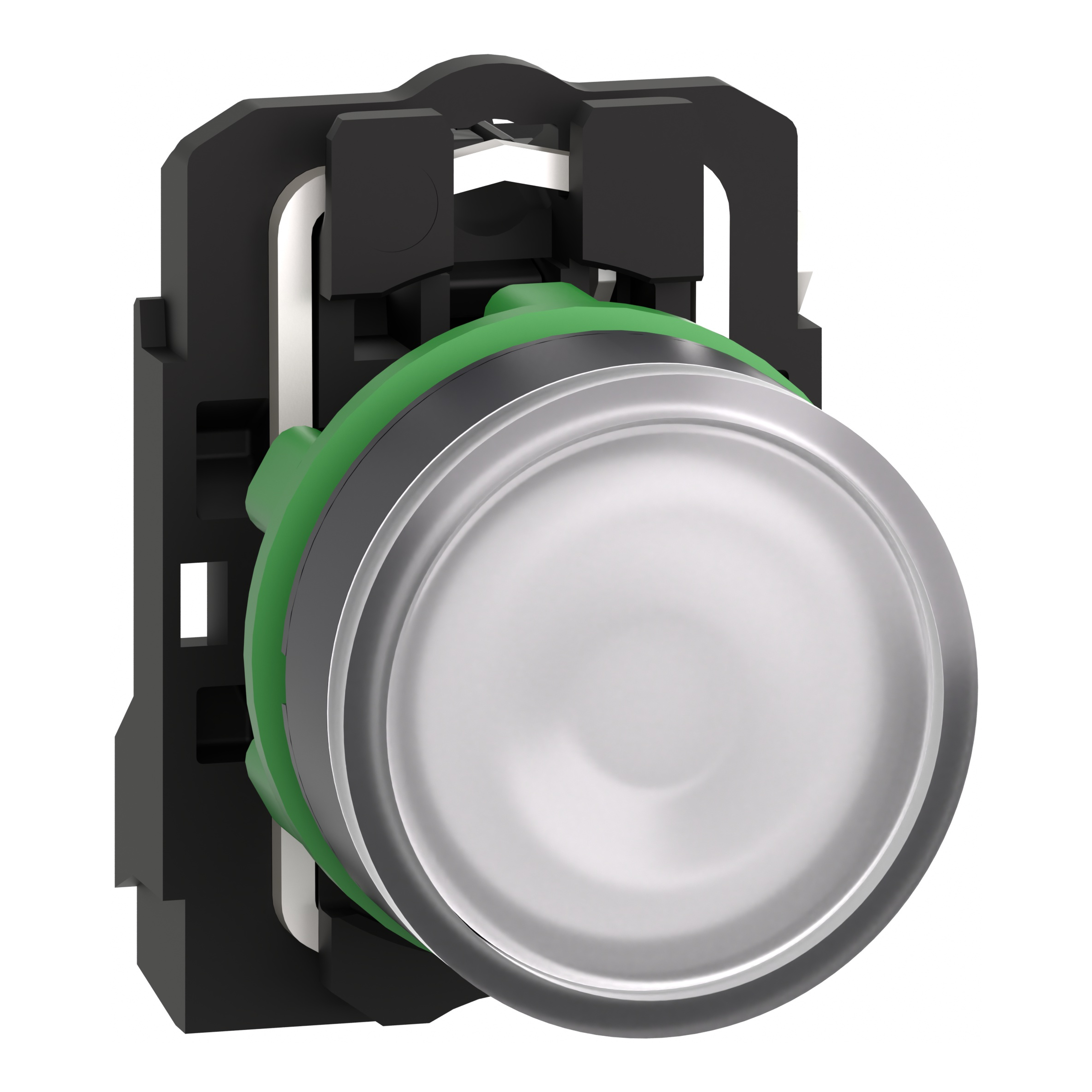 SCHNEIDER ELECTRIC - Pulsante luminoso, Harmony XB5, plastica, bianco, a filo ghiera, 22 mm, LED universale, gemma liscia, 1NO, 24 V AC/DC