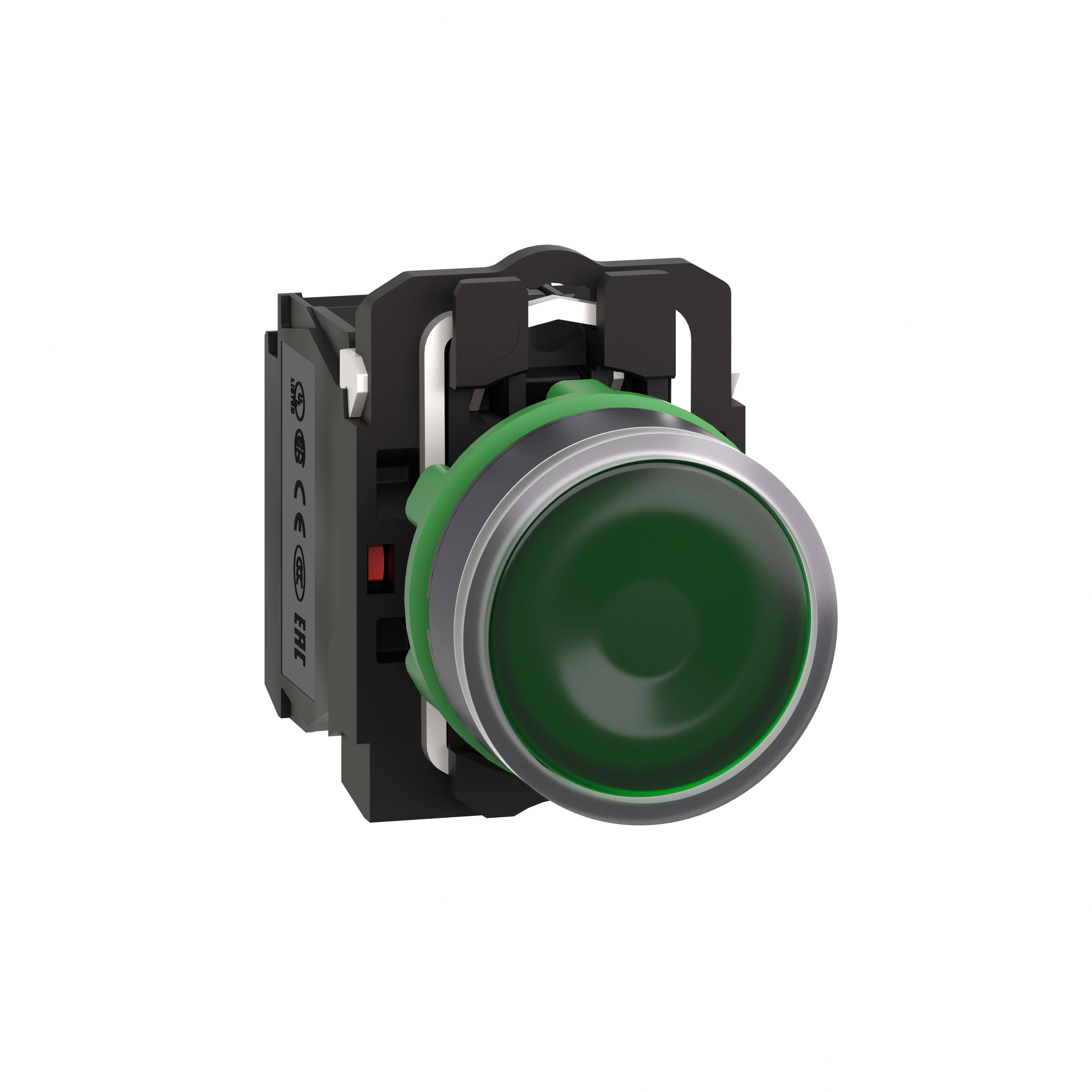 SCHNEIDER ELECTRIC - Pulsante luminoso verde Ø22 - filoghiera ad impulso - 24V - 1NA+1NC- LED universale