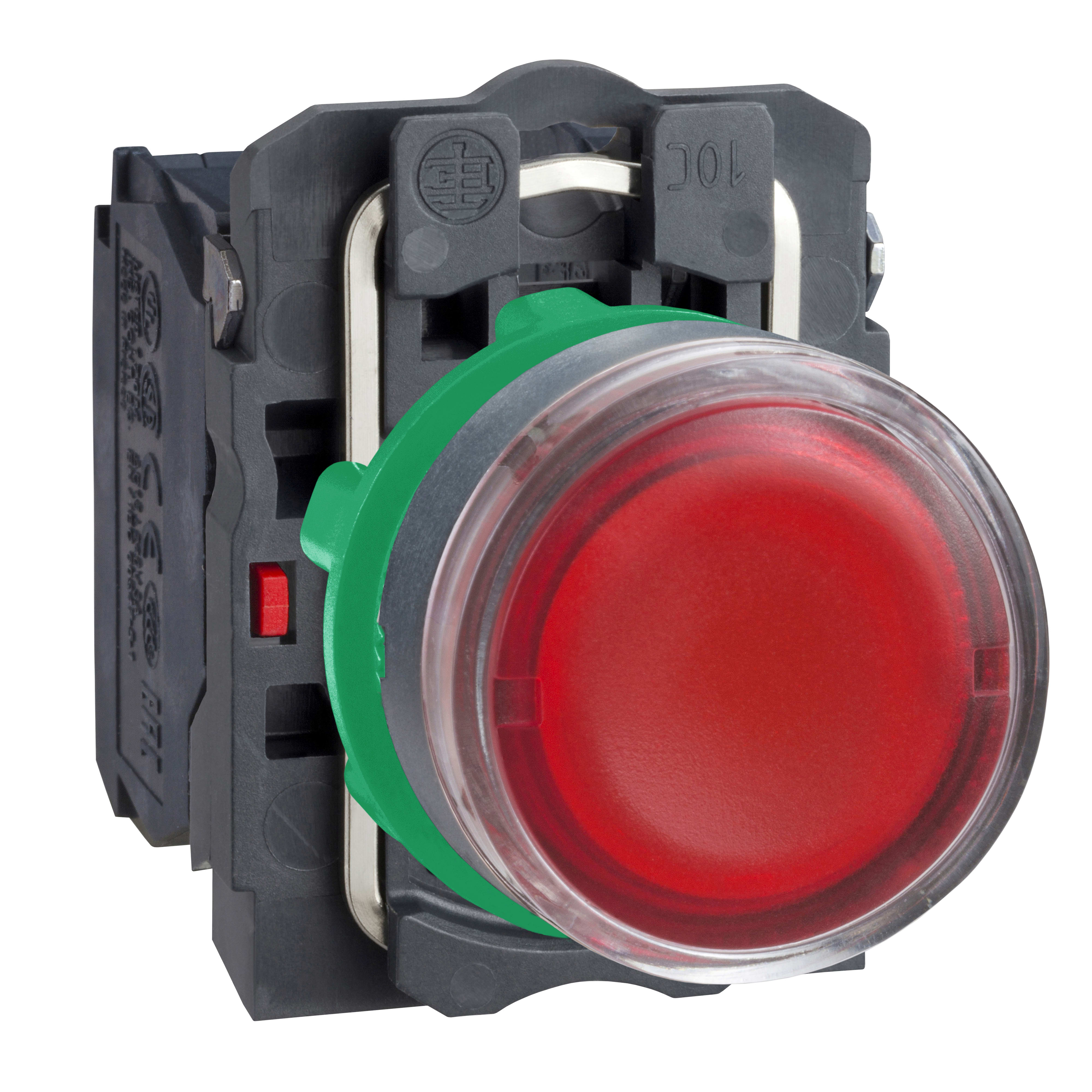 SCHNEIDER ELECTRIC - Pulsante luminoso rosso Ø22 - filoghiera ad impulso - 250V - 1NA+1NC