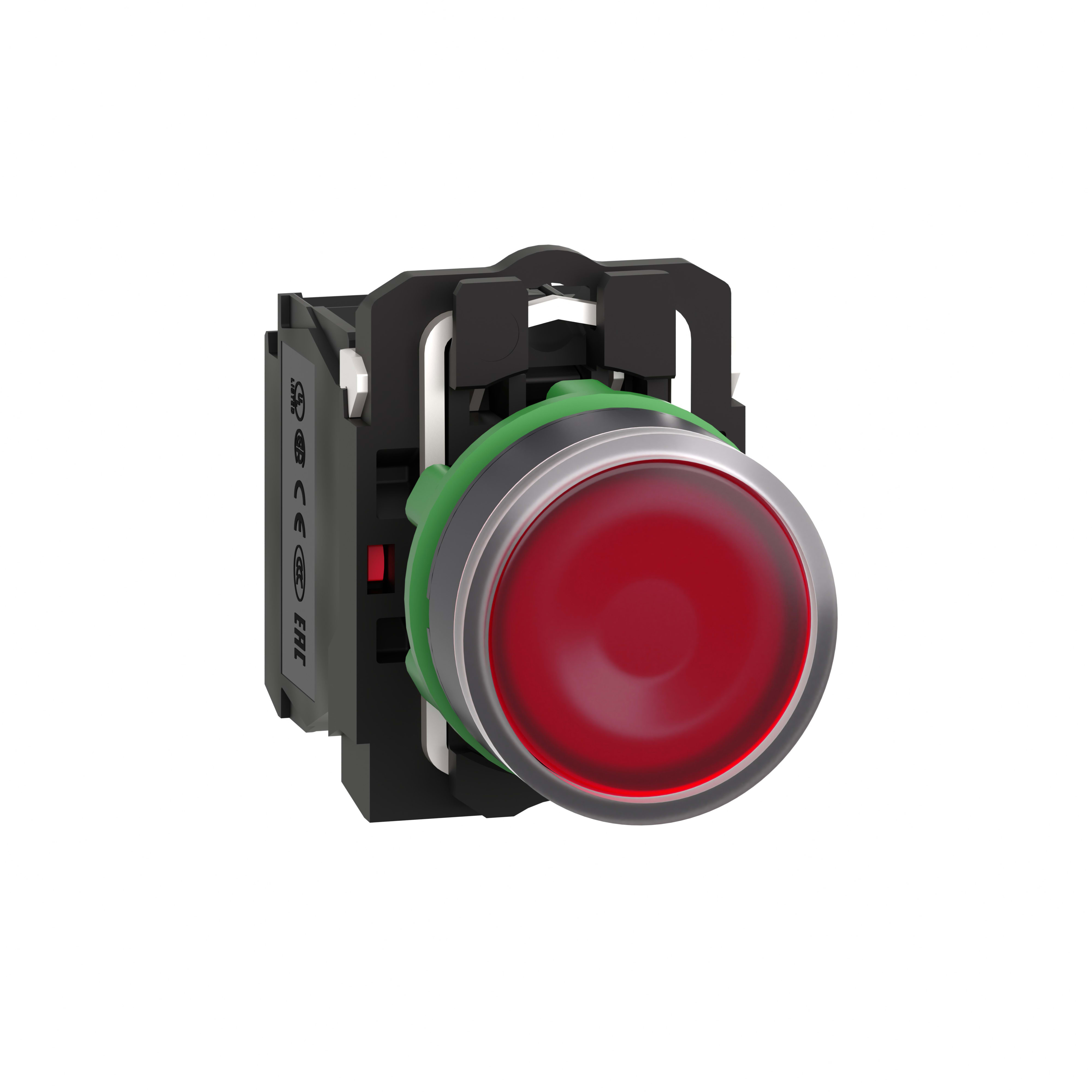 SCHNEIDER ELECTRIC - Pulsante luminoso rosso Ø22 - filoghiera ad impulso - 230Vacac/dc - 1NO+1NC