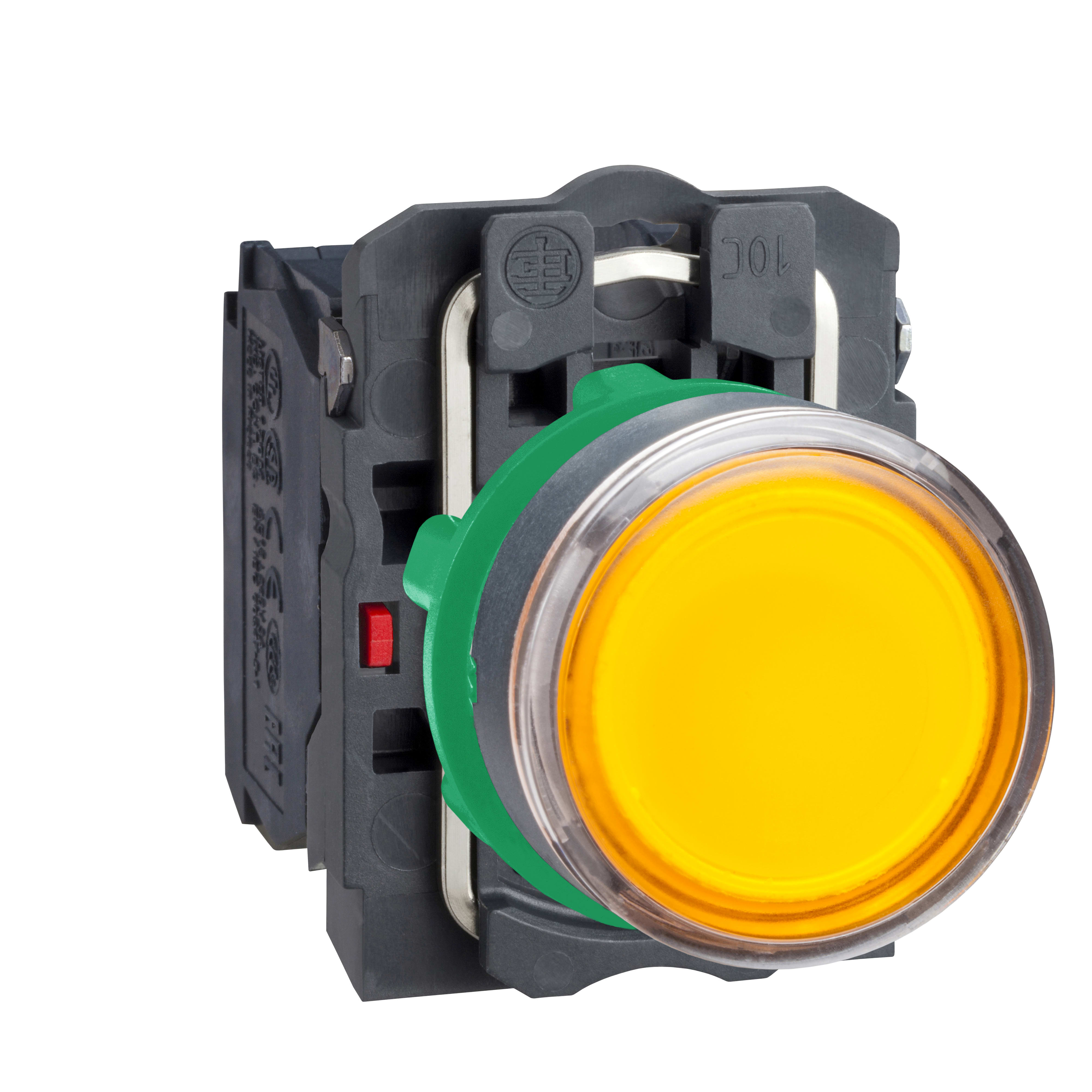 SCHNEIDER ELECTRIC - Pulsante luminoso giallo Ø22 - filoghiera ad impulso - 250V - 1NO+1NC