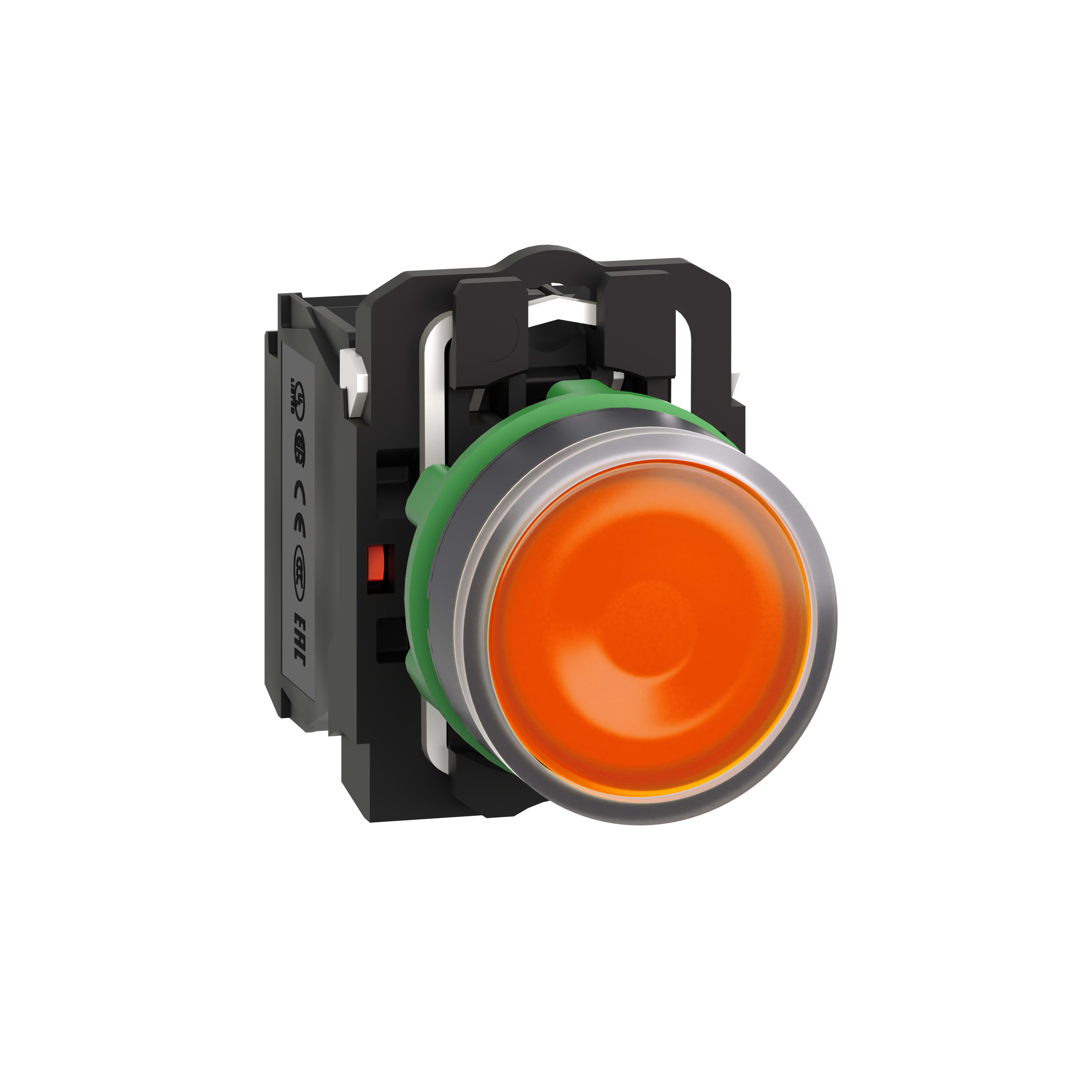 SCHNEIDER ELECTRIC - Pulsante luminoso arancione Ø22 - filoghiera ad impulso - 24V - 1NO+1NC- LED universale