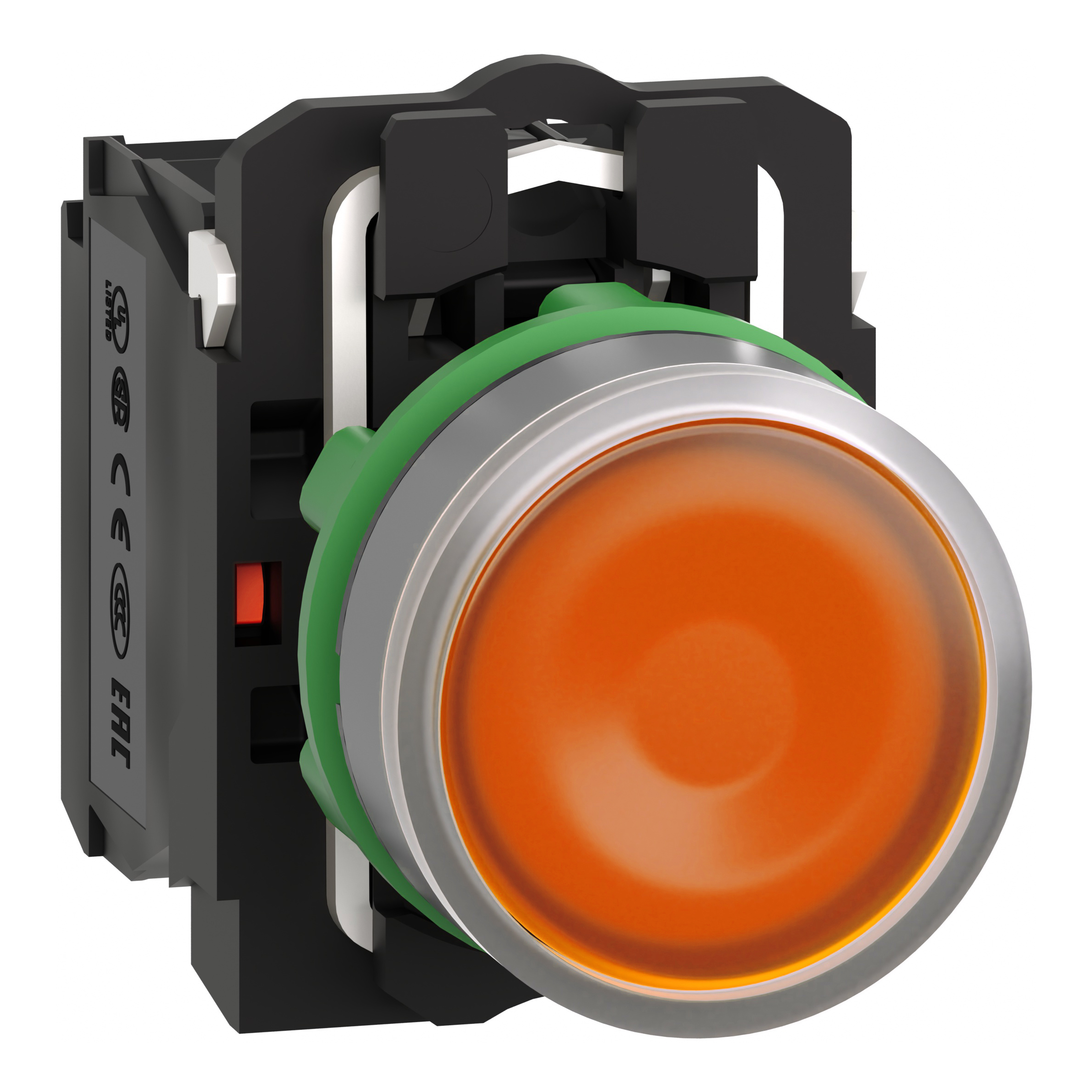 SCHNEIDER ELECTRIC - Pulsante luminoso arancione - Ø22 - 24Vac/dc- ghiera grigia- 1NA+1NC- LED universale XB5AW35B5C0