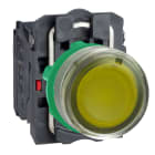 SCHNEIDER ELECTRIC - Pulsante luminoso arancione Ø22 - filoghiera ad impulso - ghiera grigia-120Vac - 1NO+1NC- LED universale