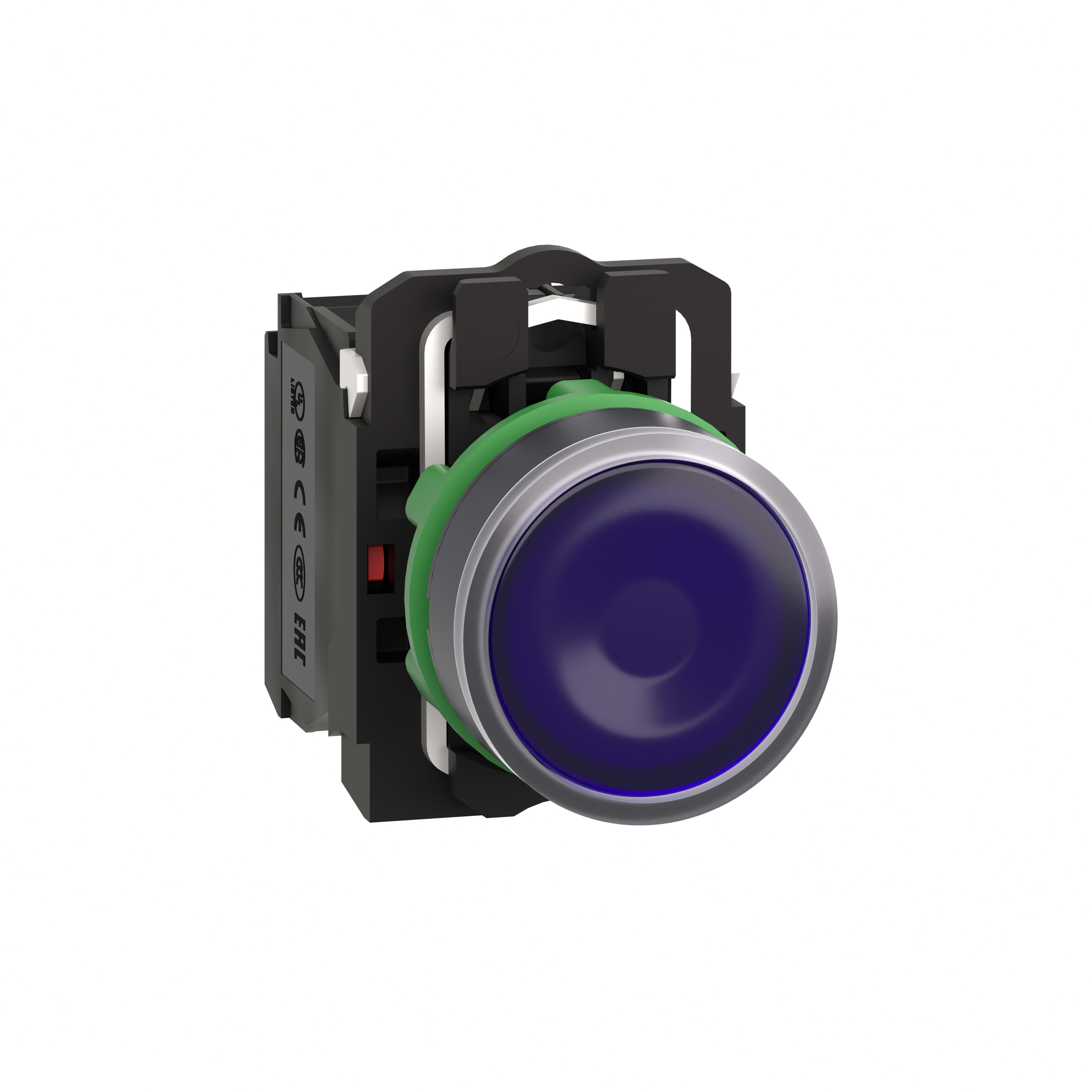 SCHNEIDER ELECTRIC - Pulsante luminoso blu Ø22 - filoghiera ad impulso - 24Vac/dc - 1NO+1NC- LED universale XB5AW36B5