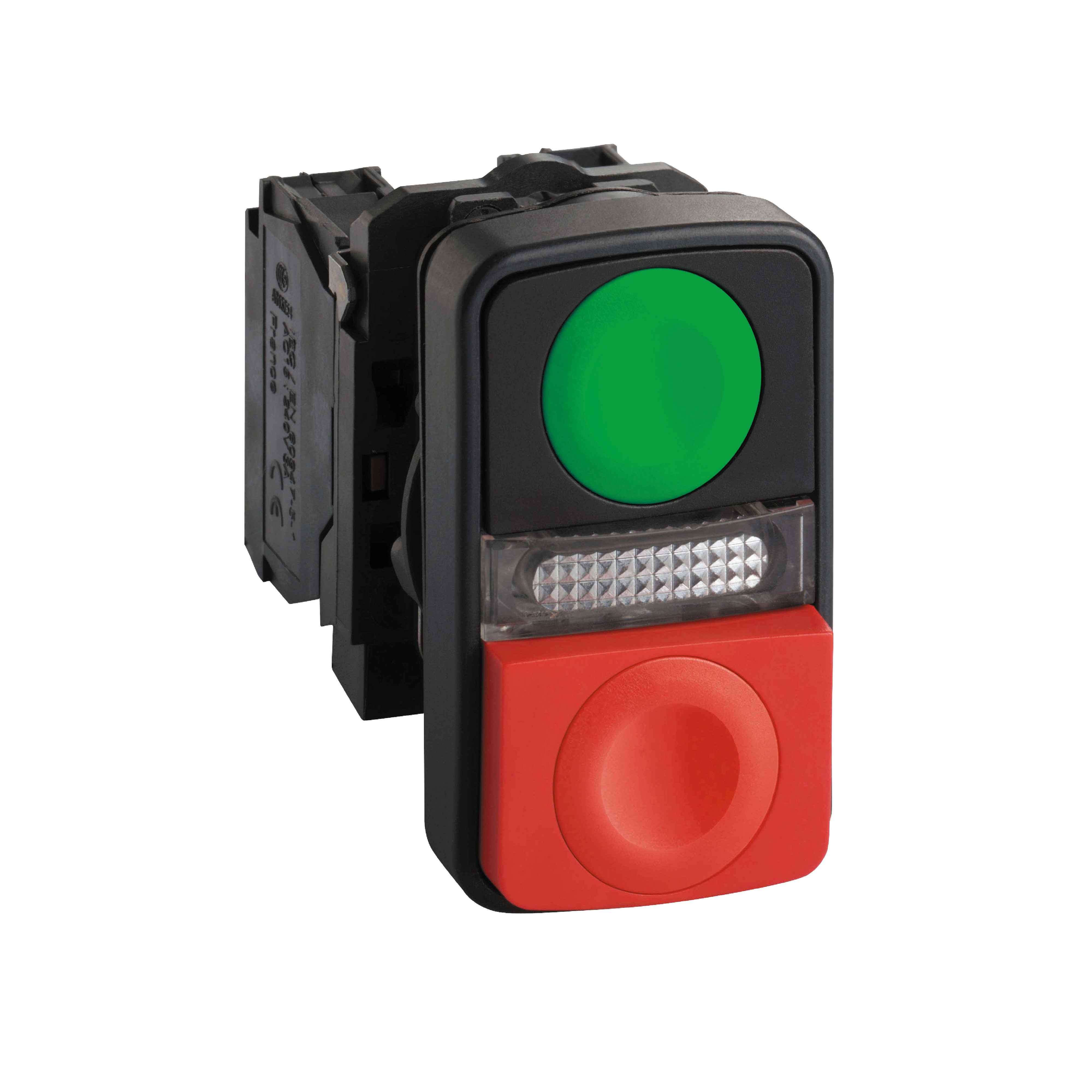 SCHNEIDER ELECTRIC - Pulsante Ø22 - doppio ad impulso - verde+rosso - luce bianca- 120V- IP40