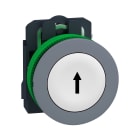 SCHNEIDER ELECTRIC - Pulsante, Harmony XB5, filopannello, plastica, bianco, 30mm, ad impulso, con marcatura freccia, 1 NO, ghiera grigia