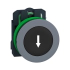 SCHNEIDER ELECTRIC - Pulsante, Harmony XB5, filopannello, plastica, nero, 30mm, ad impulso, con marcatura freccia, 1 NO, ghiera grigia XB5FA3351C0