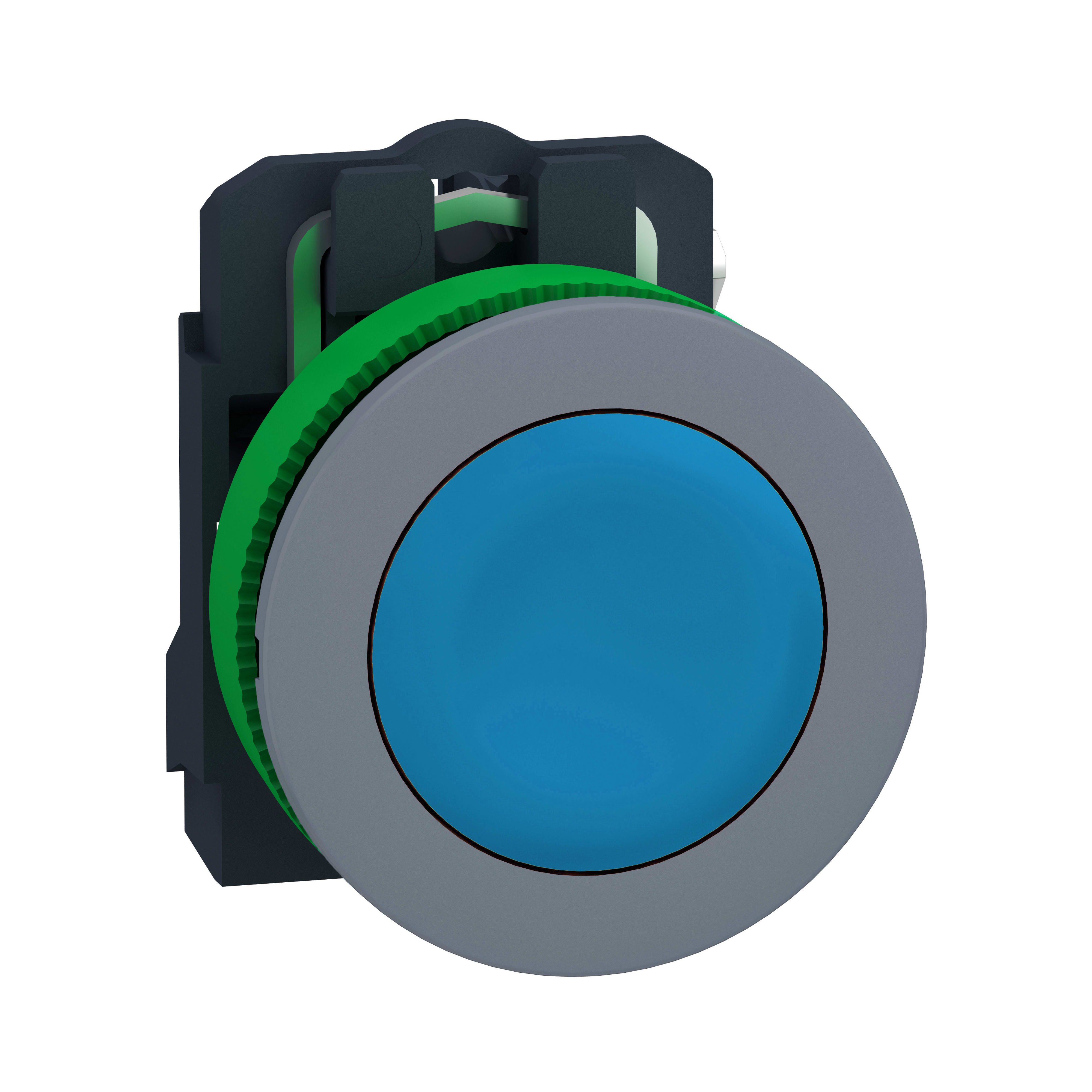 SCHNEIDER ELECTRIC - Pulsante blu filopannello 1NO ghiera grigio - Ø30